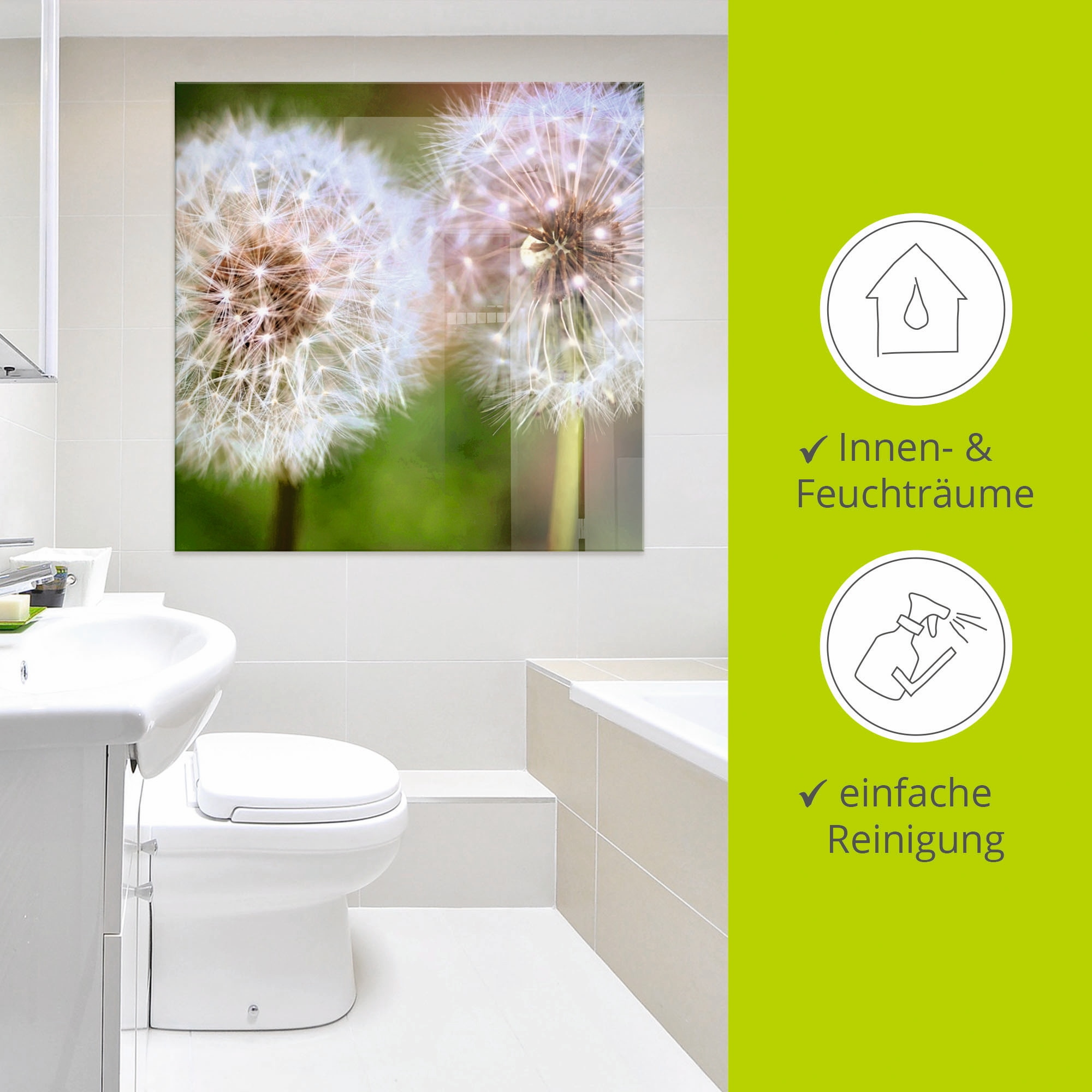 Artland Glasbild »Pusteblume Zweisamkeit«, Blumen, (1 St.), in verschiedenen Grössen