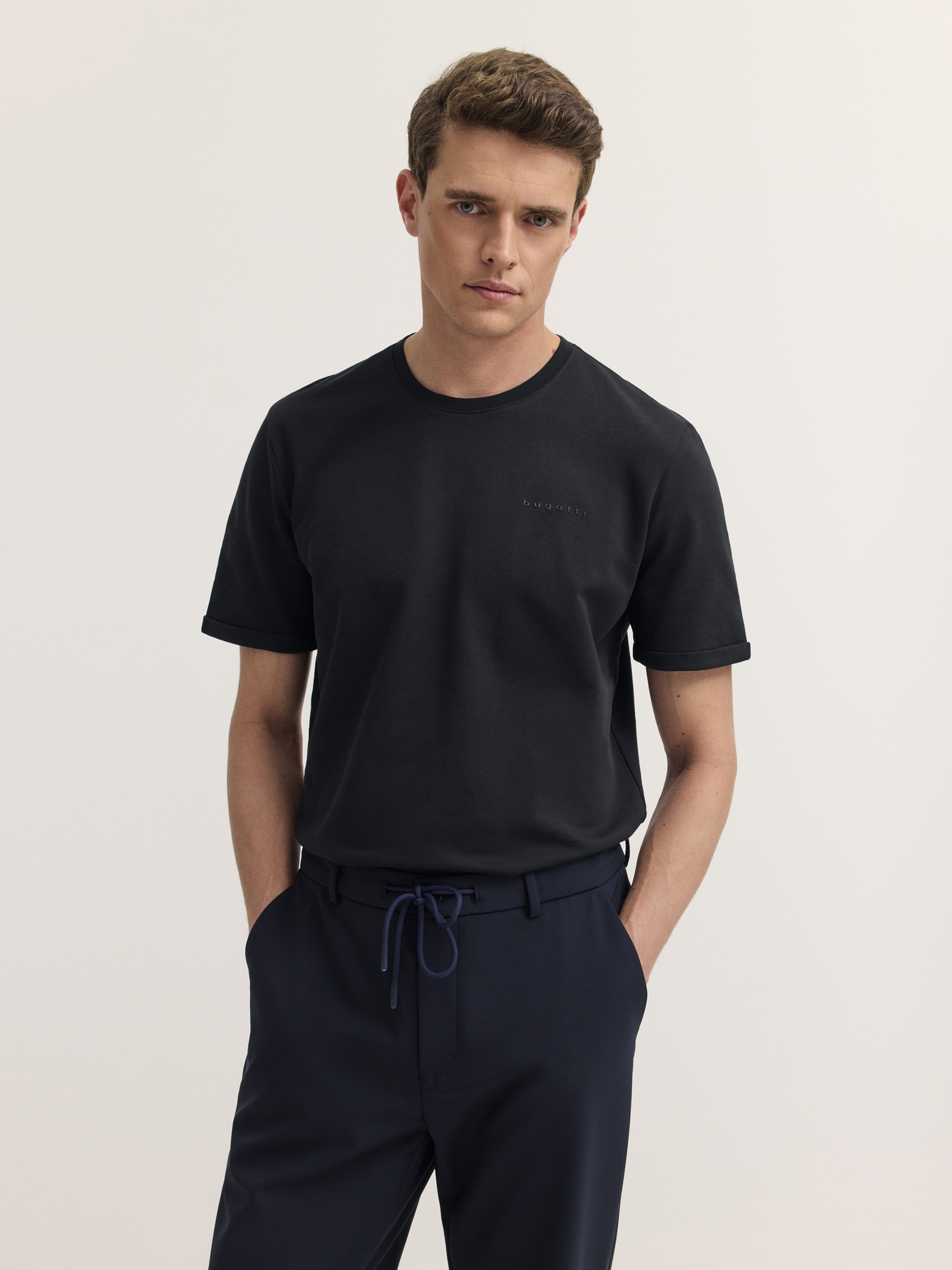 Image of bugatti T-Shirt "Oversized Fit" Oversized Fit Baumwolle Rundhals Brustprint