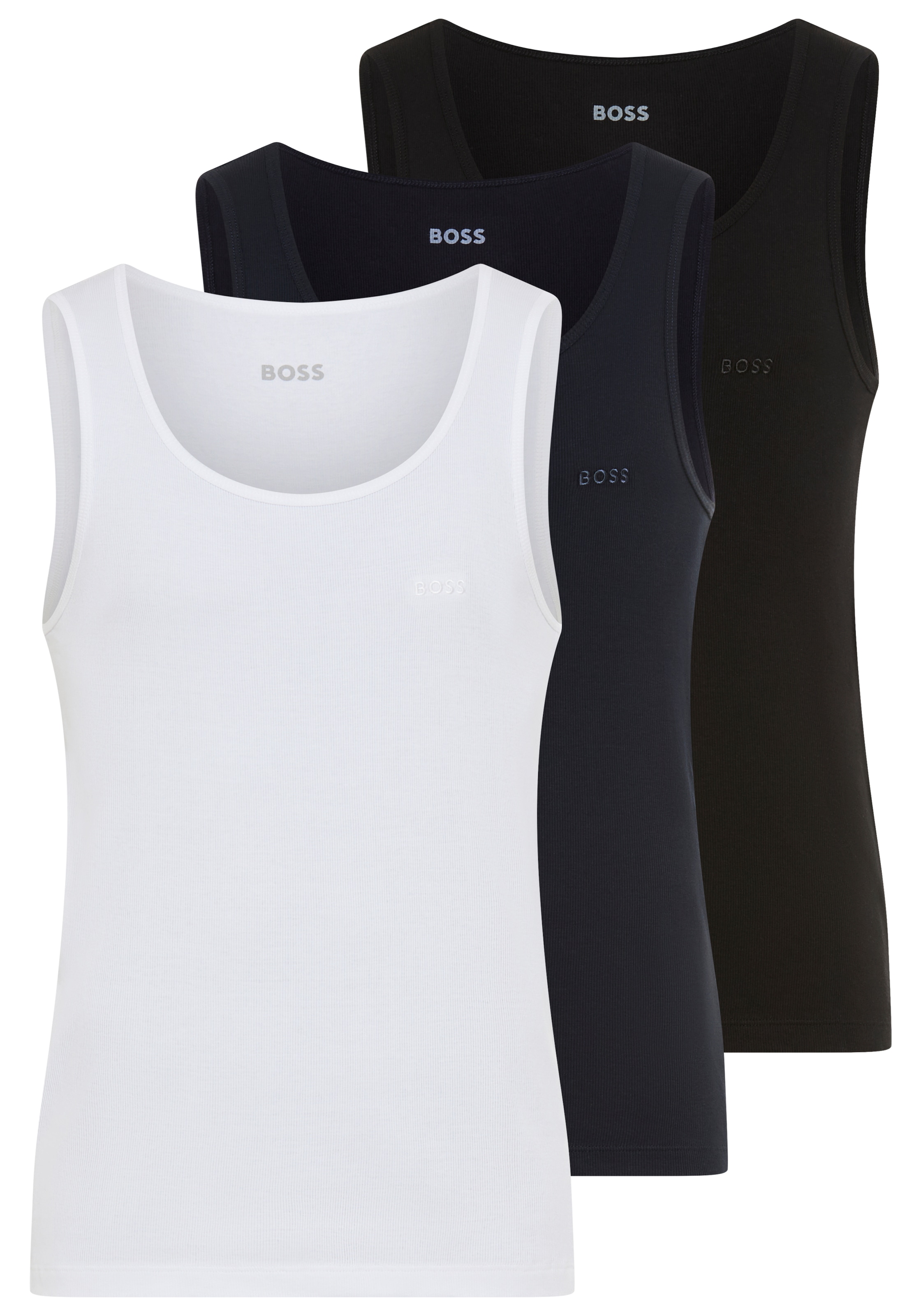 BOSS Débardeur »3P RibClassic BOSS ONE« Broderie ton sur ton sur la poitrine