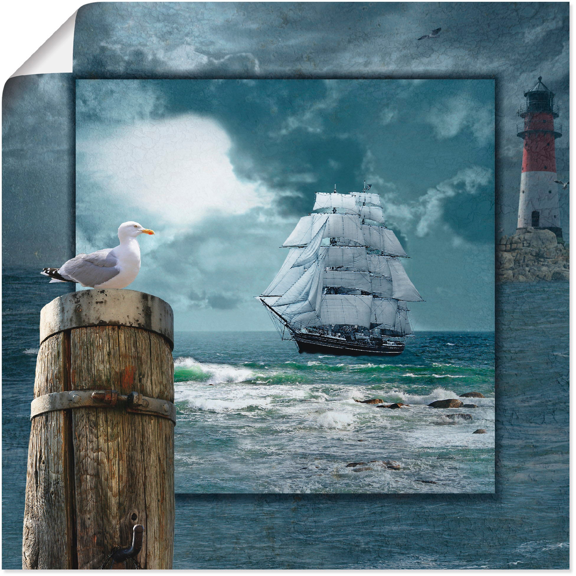 mit (1 Poster Wandbild als Collage & maintenant in »Maritime St.), oder Wandaufkleber Artland Leinwandbild, Schiffe, Boote Segelschiff«, versch. Grössen