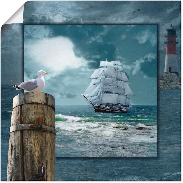 Artland Wandbild »Maritime Collage mit Segelschiff«, Boote & Schiffe, (1 St.),  als Leinwandbild, Wandaufkleber oder Poster in versch. Grössen maintenant