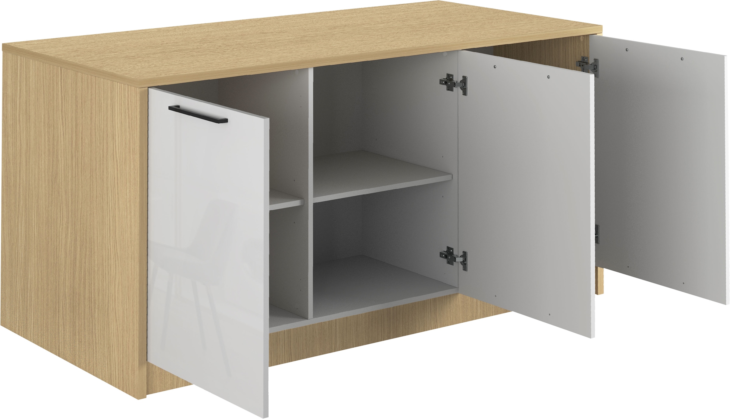 KOCHSTATION Ilot de cuisine »KS-Luna« Largeur 170 cm, 3 portes, 6 compartiments intérieurs, 3 places à manger, portes amorties
