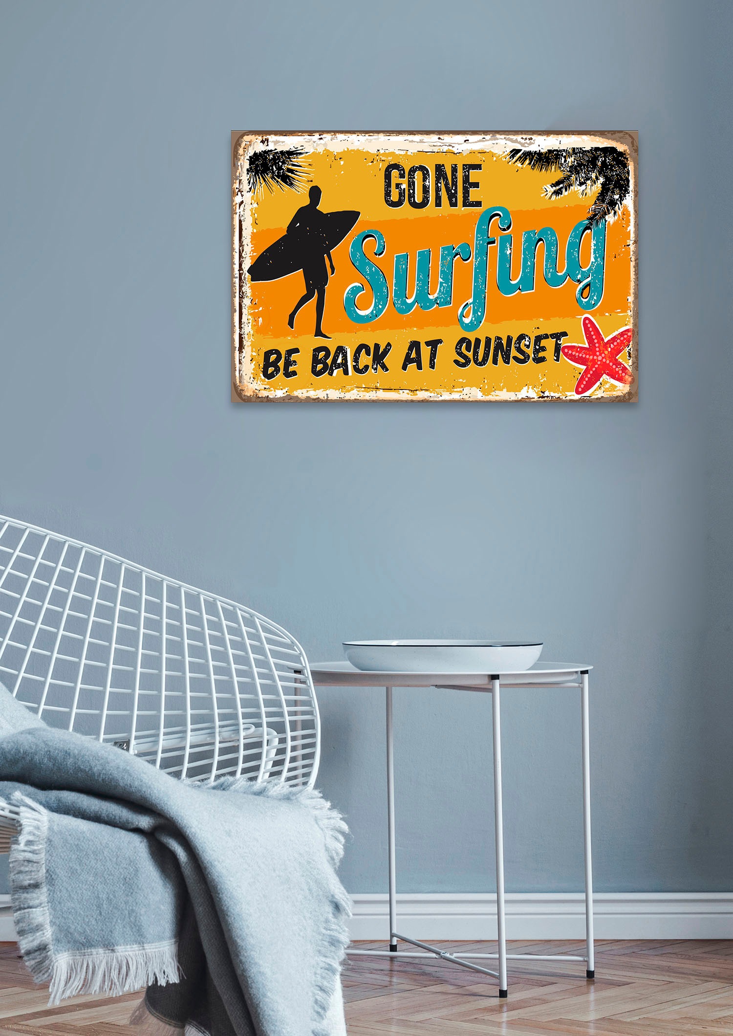 Image of queence Metallbild "Sunset Surfing" 1 Stk. tlg. Stahlschilder