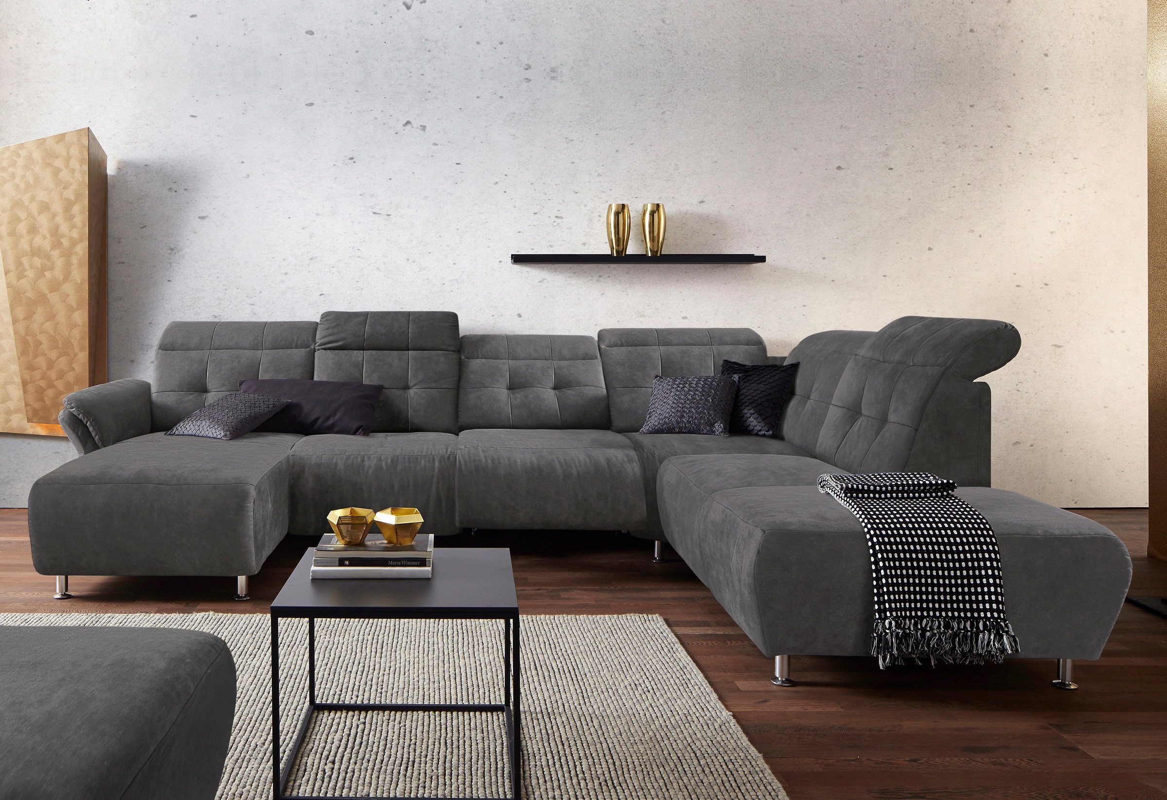 Places of Style Wohnlandschaft »Manhattan U-Form«, 2 Sitze mit elektrischer Relaxfunktion, verstellbare Armlehnen