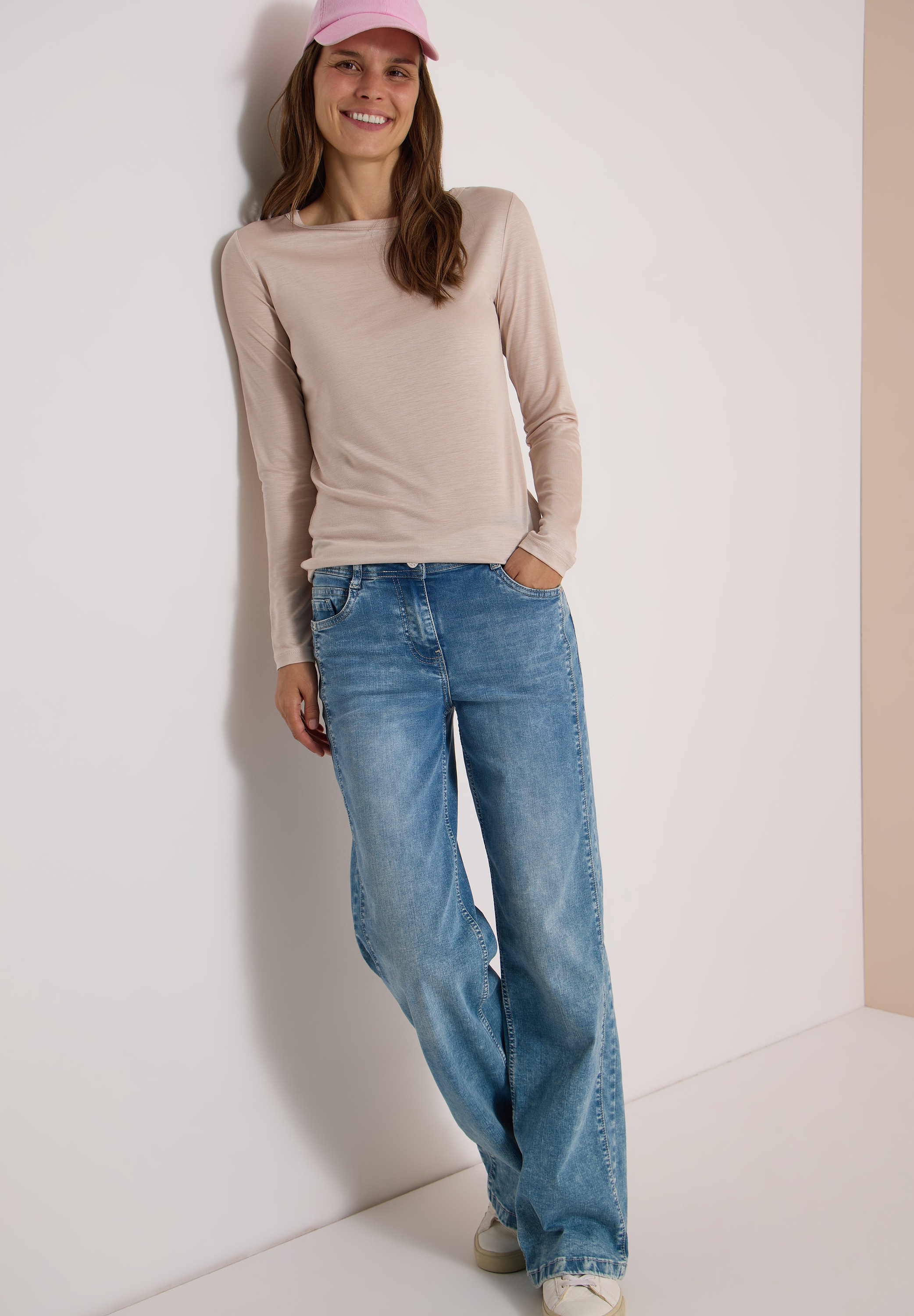 Cecil Langarmshirt Slub-Yarn, Lyocell-Qualität
