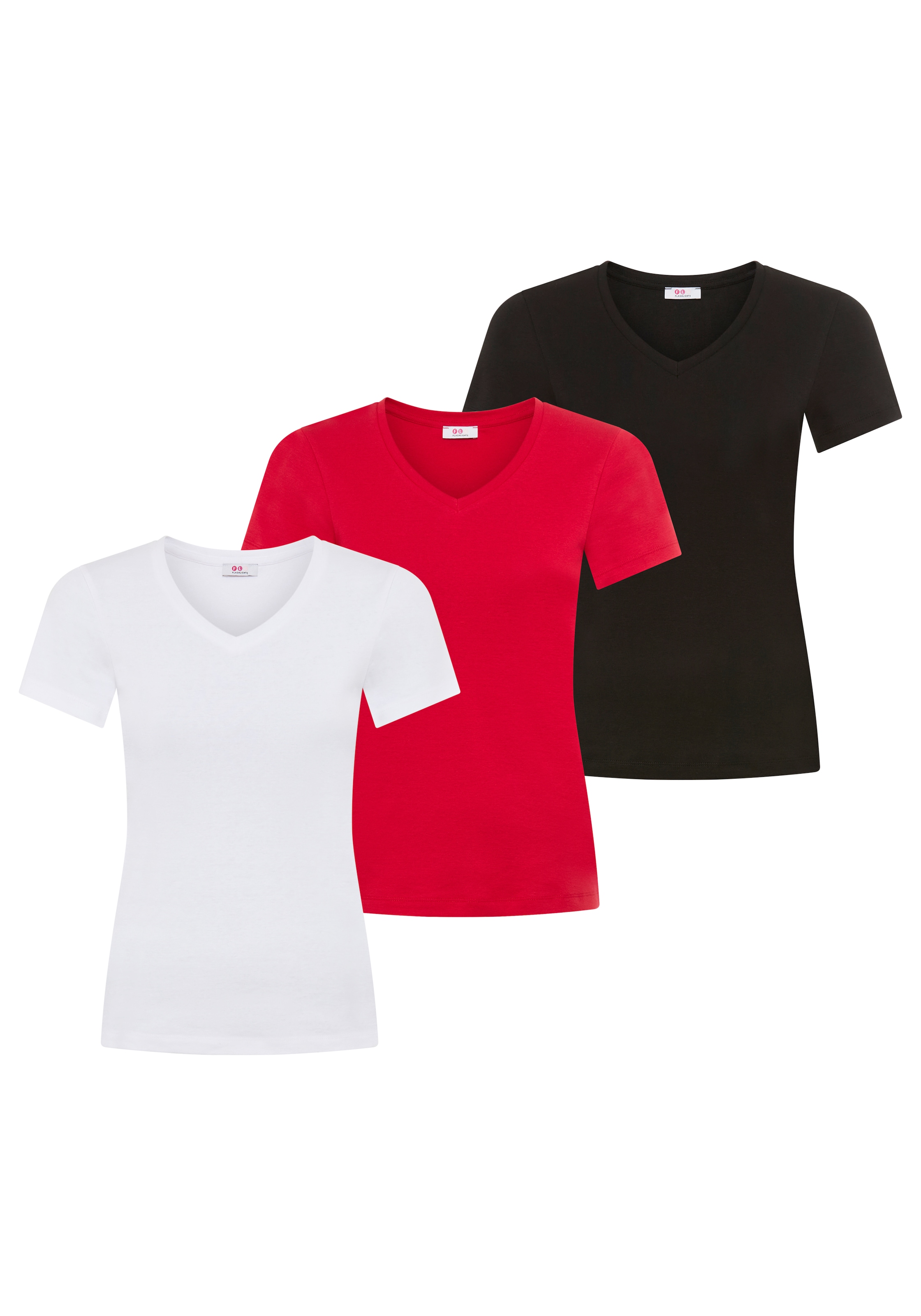 Image of Flashlights V-Shirt 3er-Pack, Sparset, Rippqualität, figurbetonte Passform