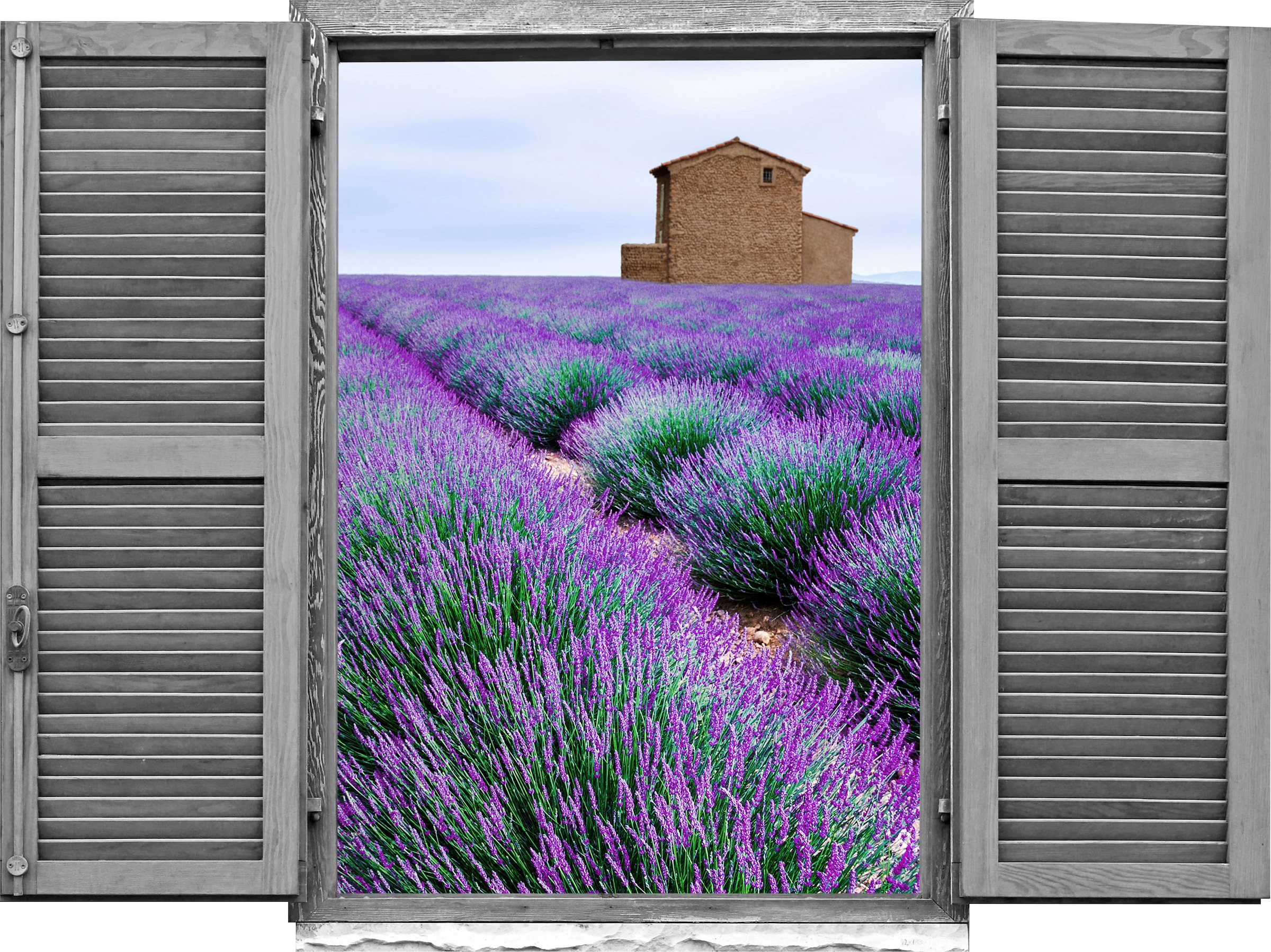Image of queence Wandtattoo "Lavendelfeld" Wandsticker, Wandbild, selbstklebend, 3D, Fenster