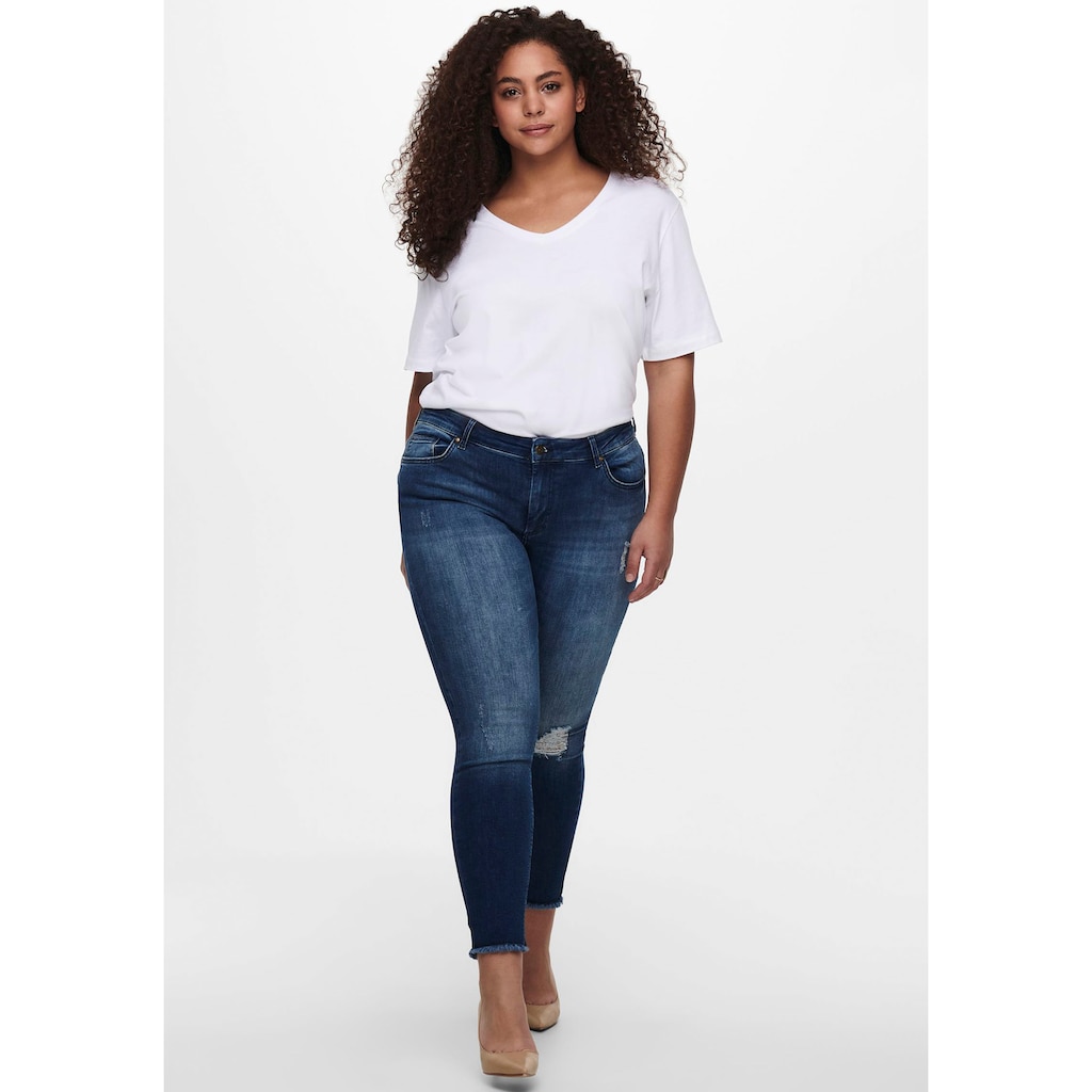 ONLY CARMAKOMA Skinny-fit-Jeans »CARWILLY REG SKINNY ANK JEANS«, mit Fransensaum