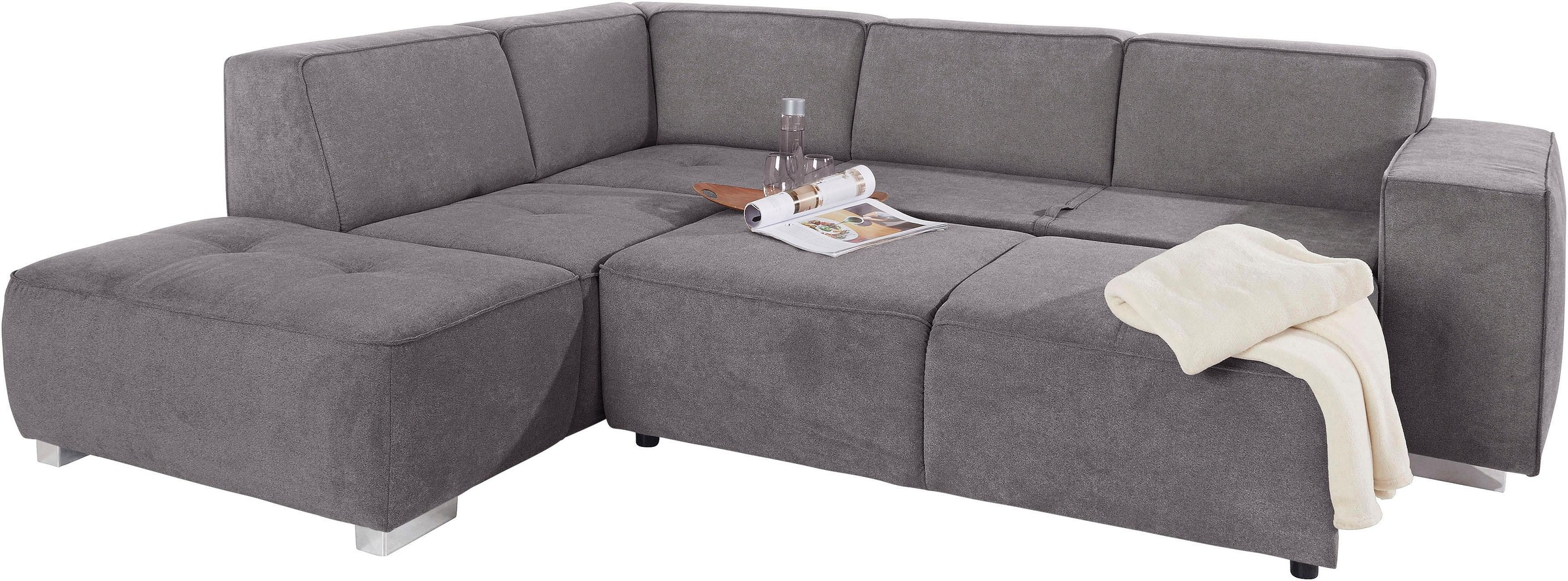 INOSIGN Ecksofa »Sapporo L-Form«, wahlweise Bettfunktion oder Sitztiefenverstellung, Federkern
