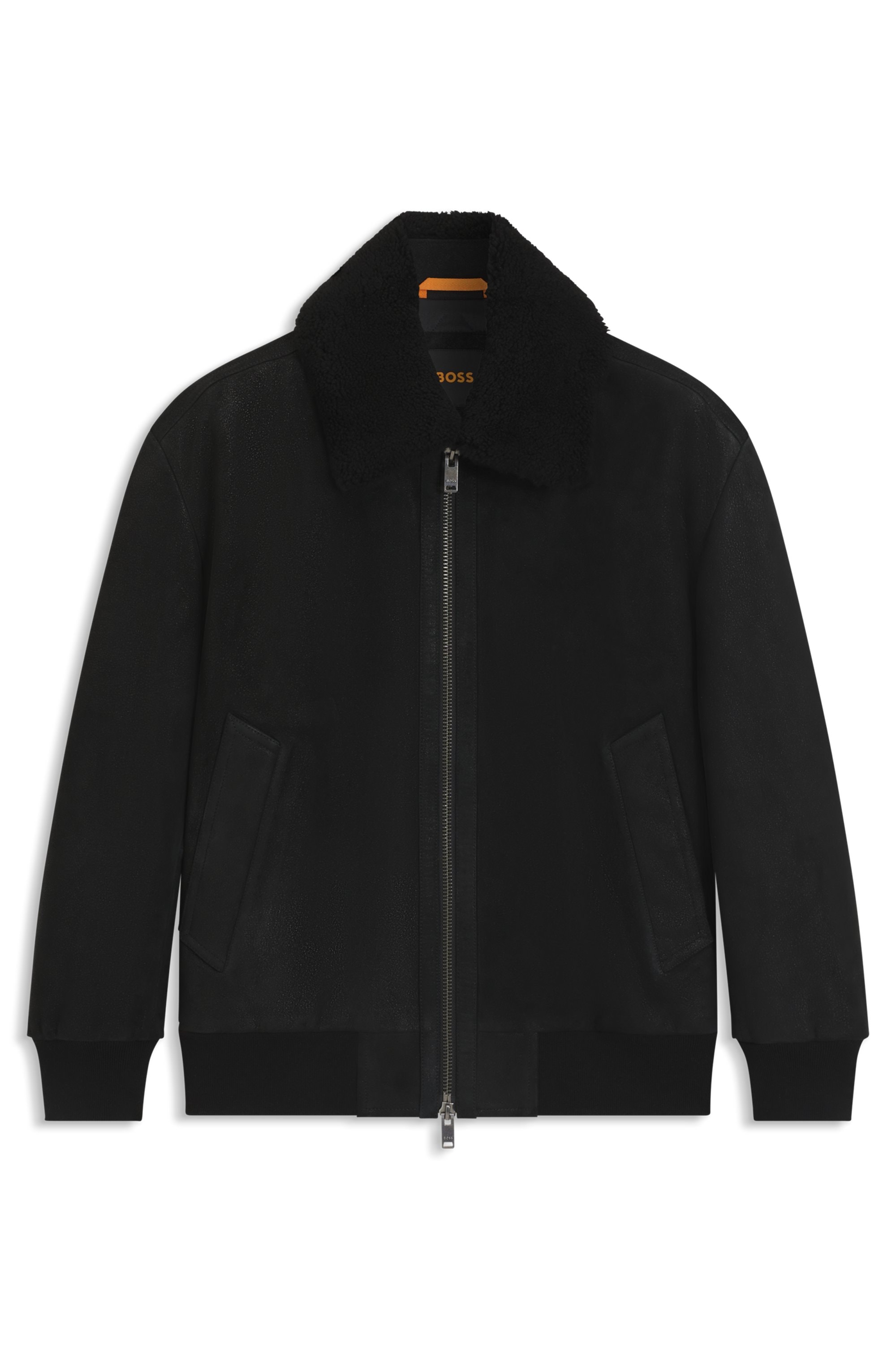BOSS ORANGE Bomberjacke »Jonier«, aus Velourleder, abnehmbarer Kragen