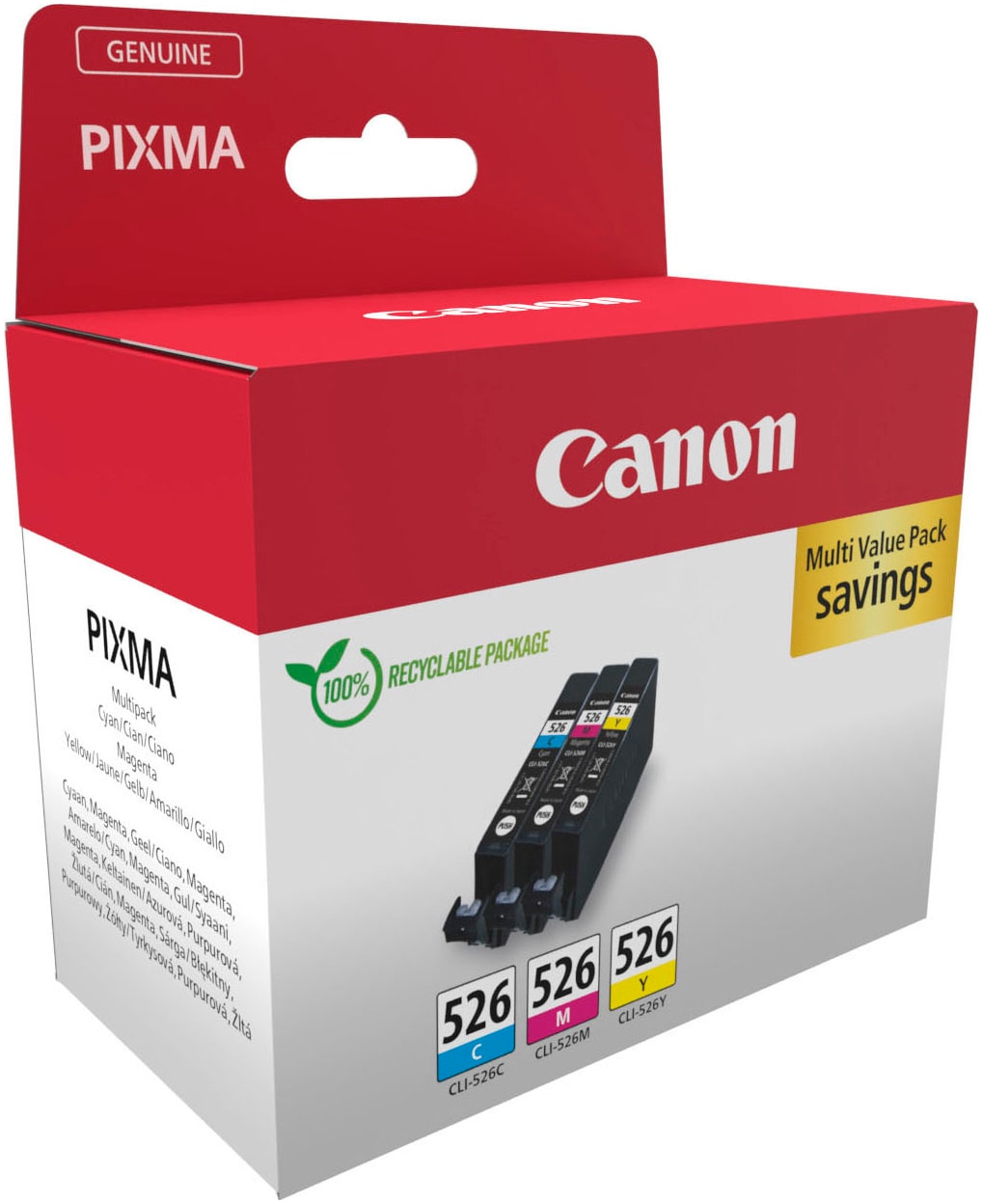 Canon Tintenpatrone »CLI-526 C/M/Y Multipack«, (Packung, 3 St.)