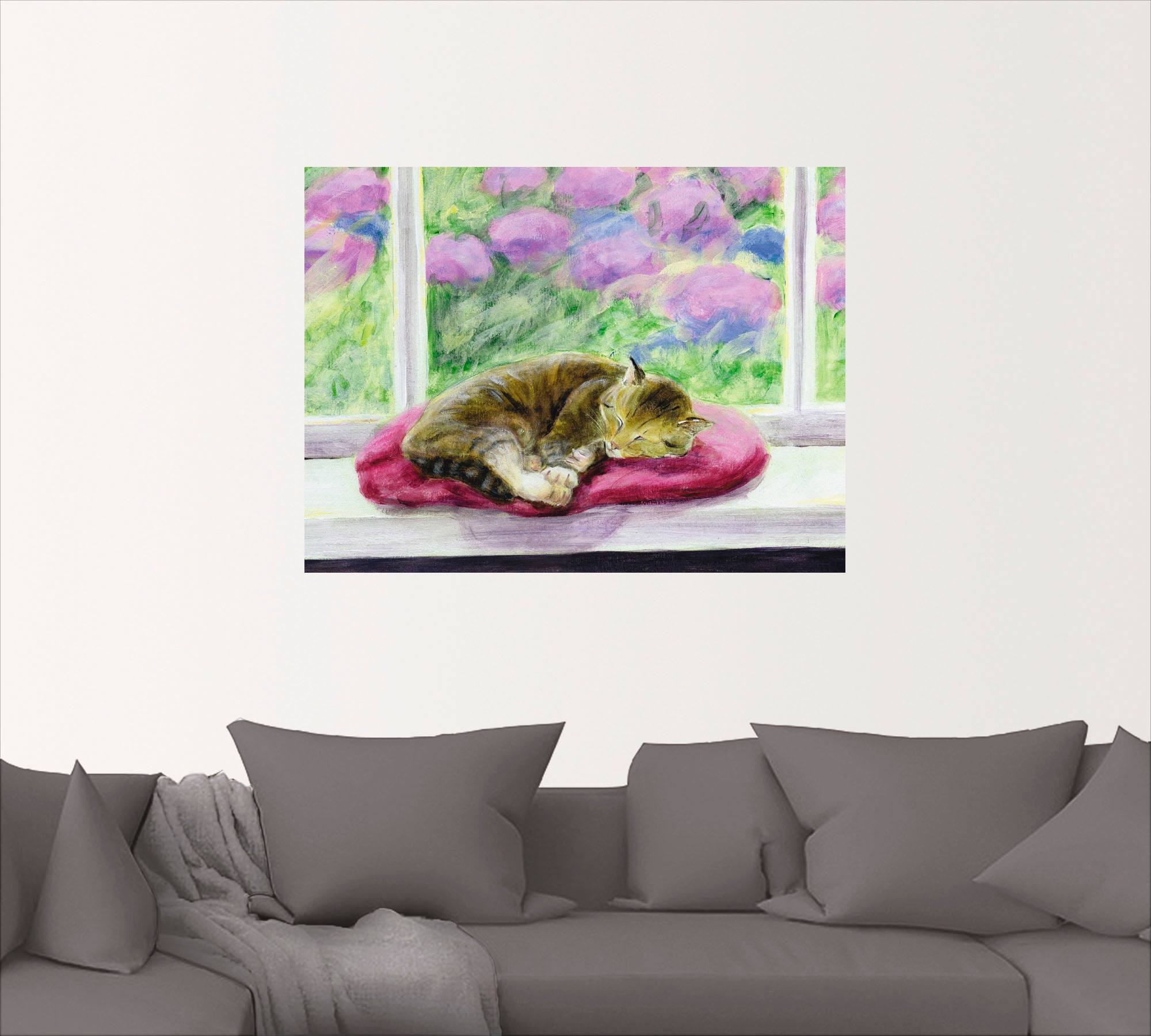 Artland Wandbild »Katze auf Gartenfensterbank«, Haustiere, (1 St.), als Poster, Wandaufkleber in verschied. Grössen