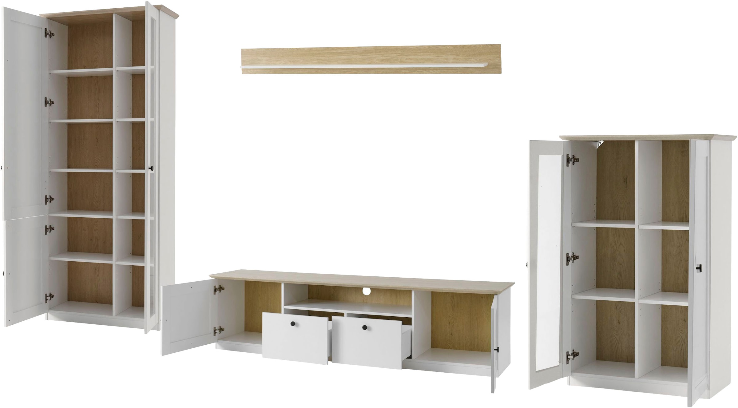 GOODproduct Wohnwand »Brest, Anbauwand im Landhausstil, Komplettset, Wohnzimmer-Set« Set, 4 Stk. tlg.