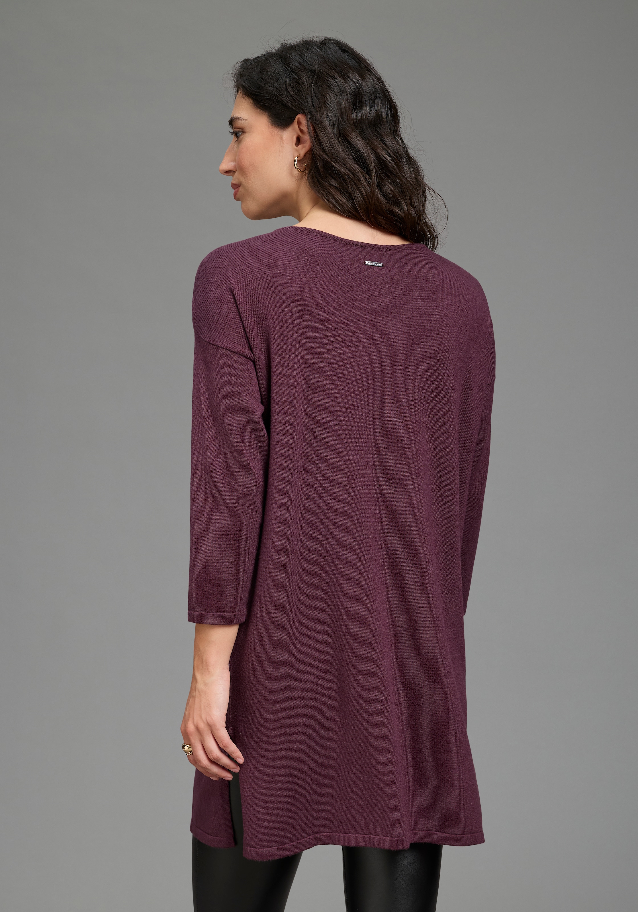 Laura Scott Pull en tricot avec manches 3/4 et détail clous