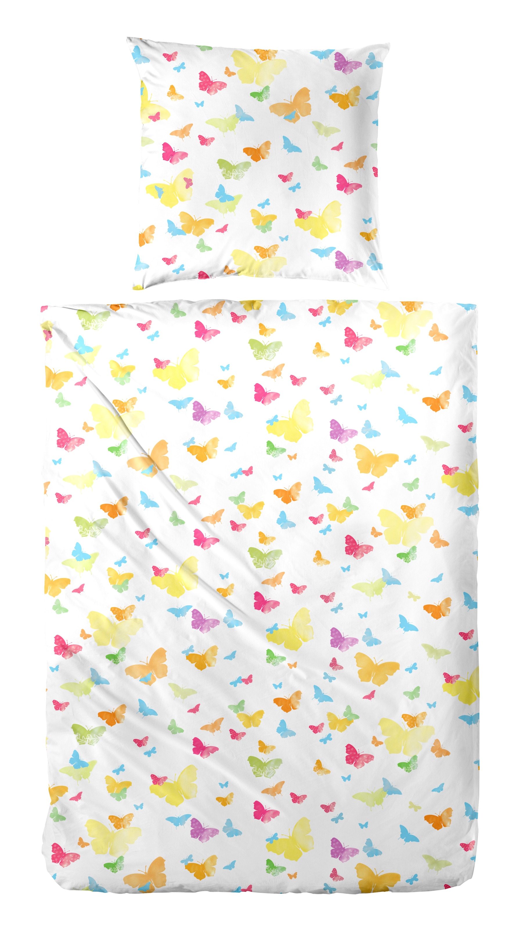 Image of Primera Bettwäsche "Renforce-Bettwäsche Vingt-Clinq Papillon" 2 Stk. mit süssen Schmetterlingen