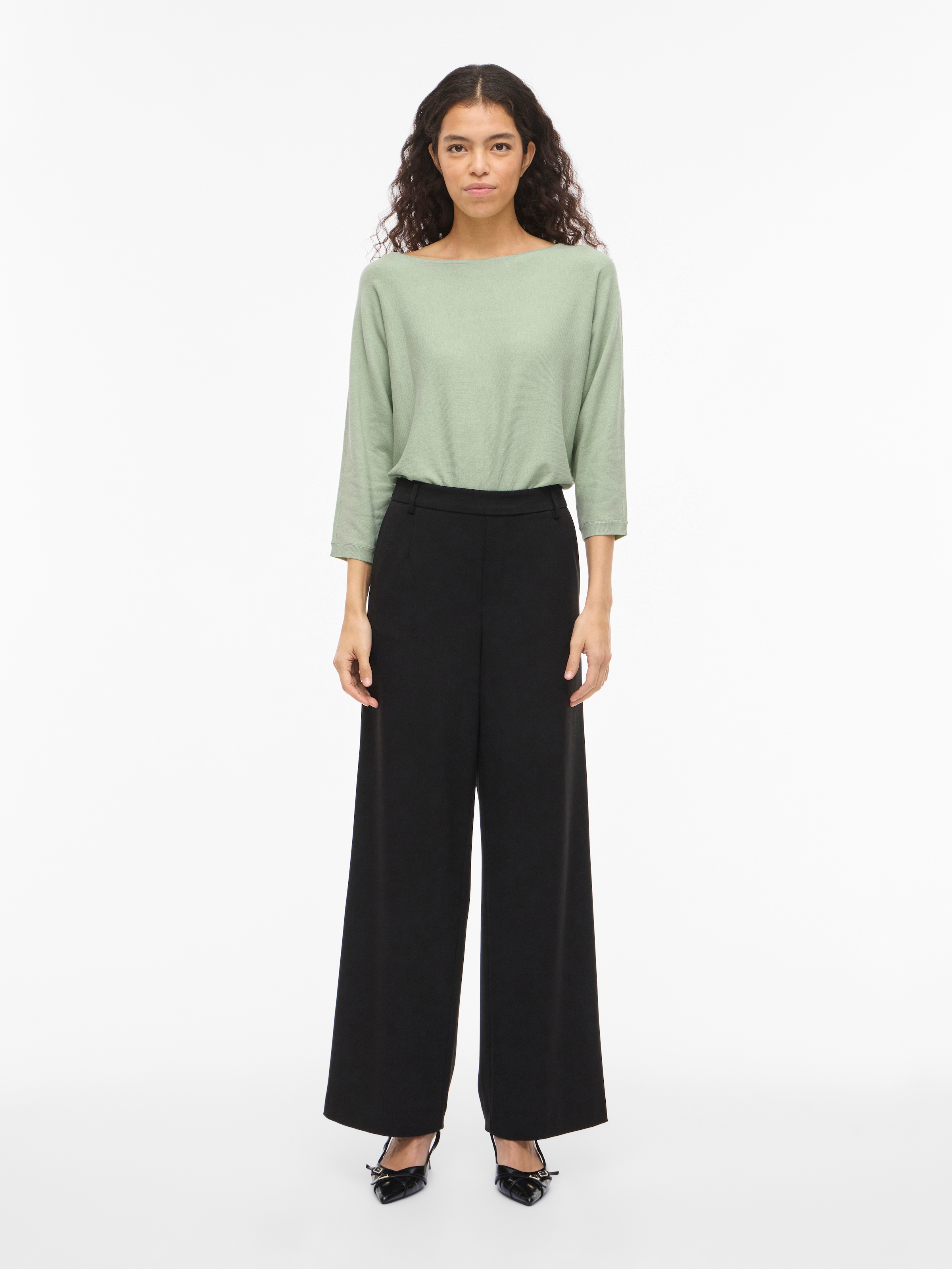 Vila Pull à manches 3/4 »VIMALU BOATNECK 3/4 SLEEVE KNIT TOP-NOOS« Materialmix, loose fit