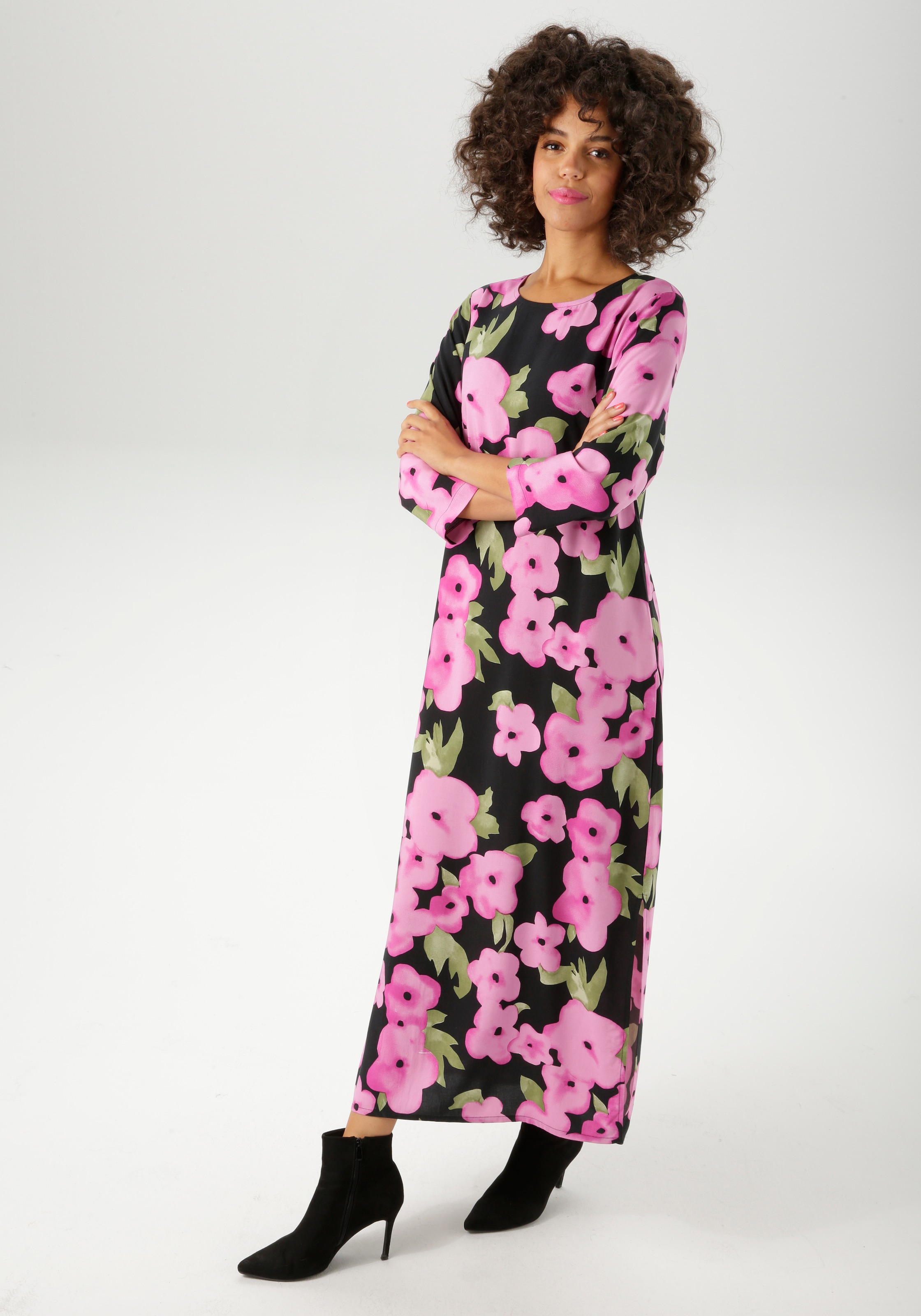 Aniston CASUAL Maxikleid, mit farbenfrohen Blumendruck - jedes Teil ein Unikat - NEUE KOLLEKTION