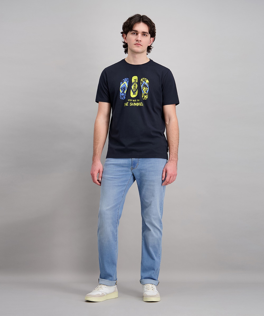 Image of Pioneer Authentic Jeans T-Shirt "mit Flip-Flop Print" mit Logo Print