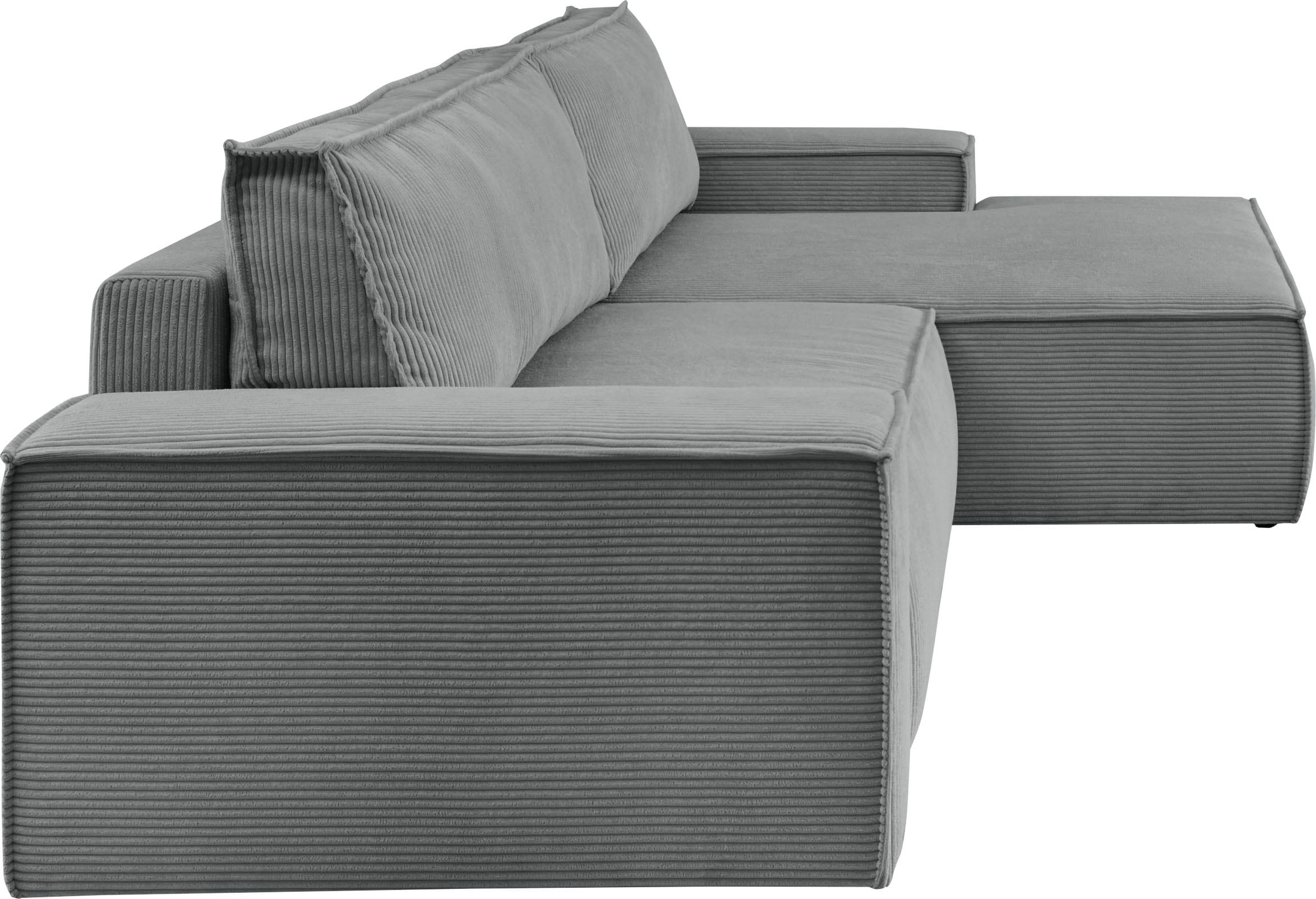 Home affaire Ecksofa SHERWOOD Schlafsofa 267 cm, L-Form, Schlaffunktion mit Bettkasten (210x136 cm), Cord, Vintage, Samtvelours