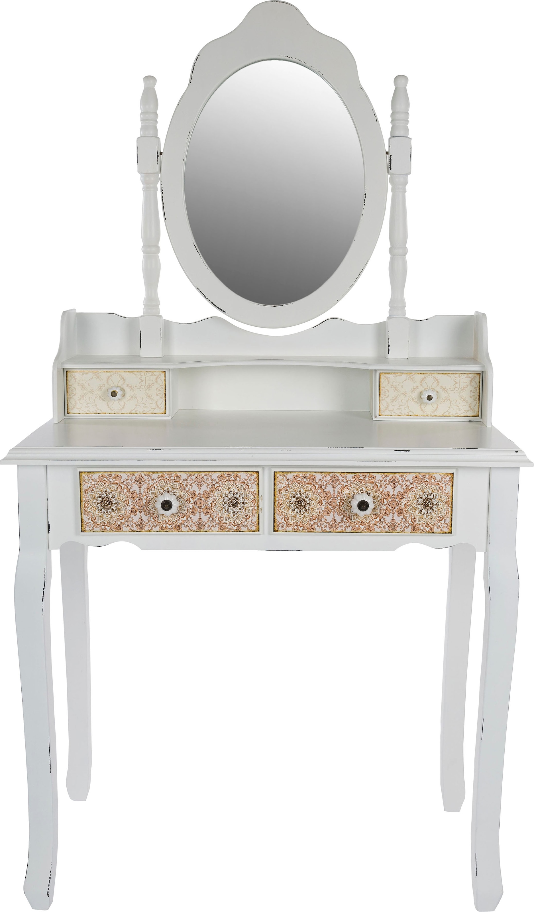 my Flair Schminktisch »Paisley«, Schminktisch, Frisierkommode, Shabby Chic Design mit 4 Schubladen