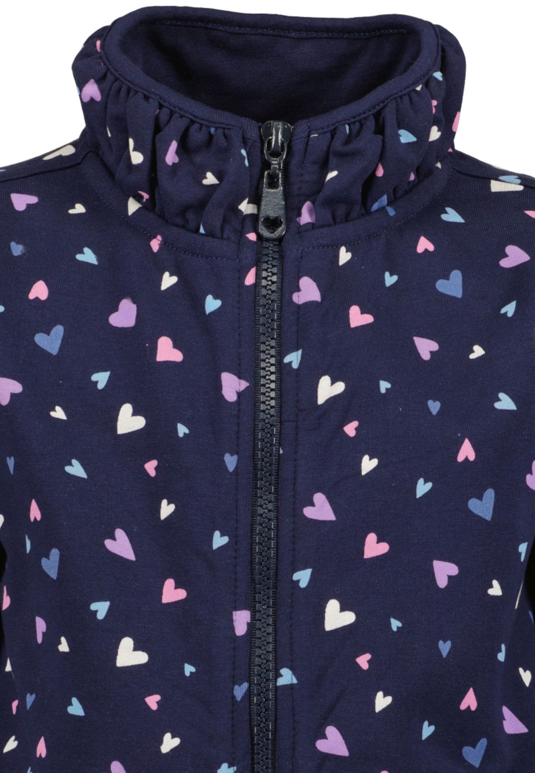 Blue Seven Veste sweat mélange de coton, impression intégrale, col montant