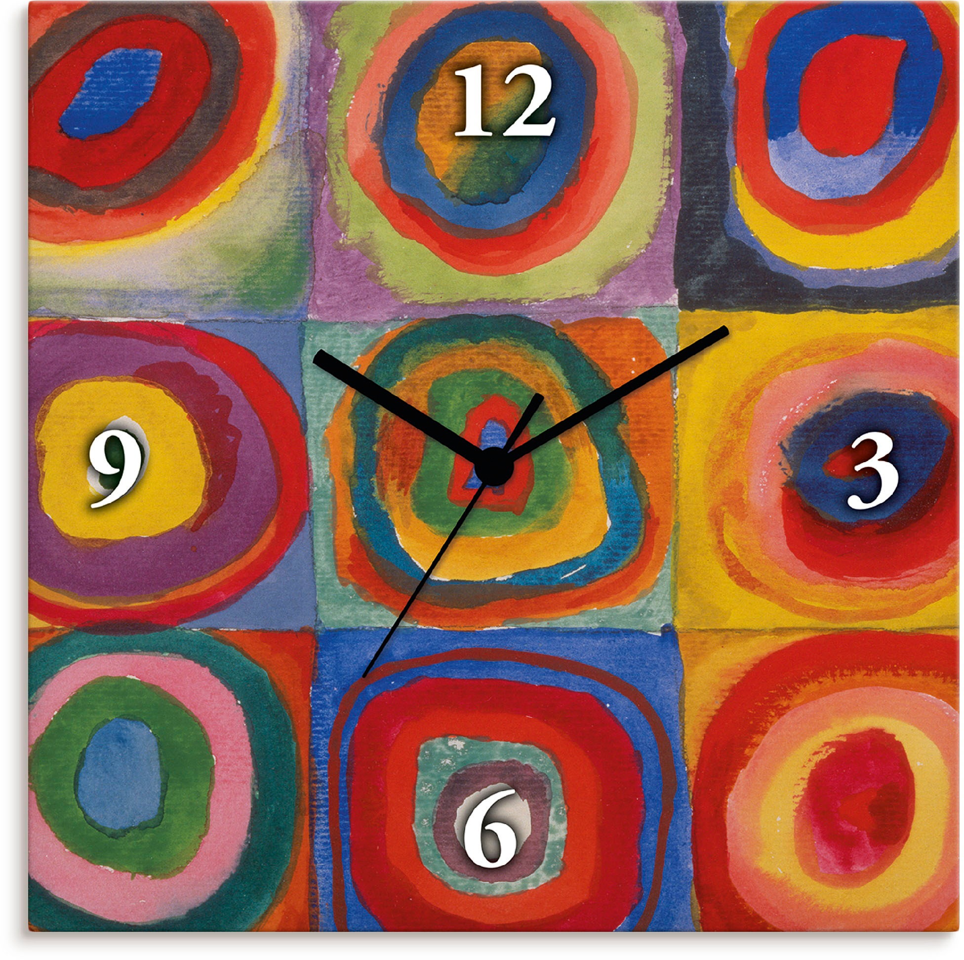 Image of Artland Wanduhr »Quadrate und konzentrische Ringe. 1913«, lautlos, ohne Tickgeräusche, nicht tickend, geräuschlos - wählbar: Funkuhr o. Quarzuhr, moderne Uhr für Wohnzimmer, Küche etc. - Stil: modern bei Ackermann Versand Schweiz