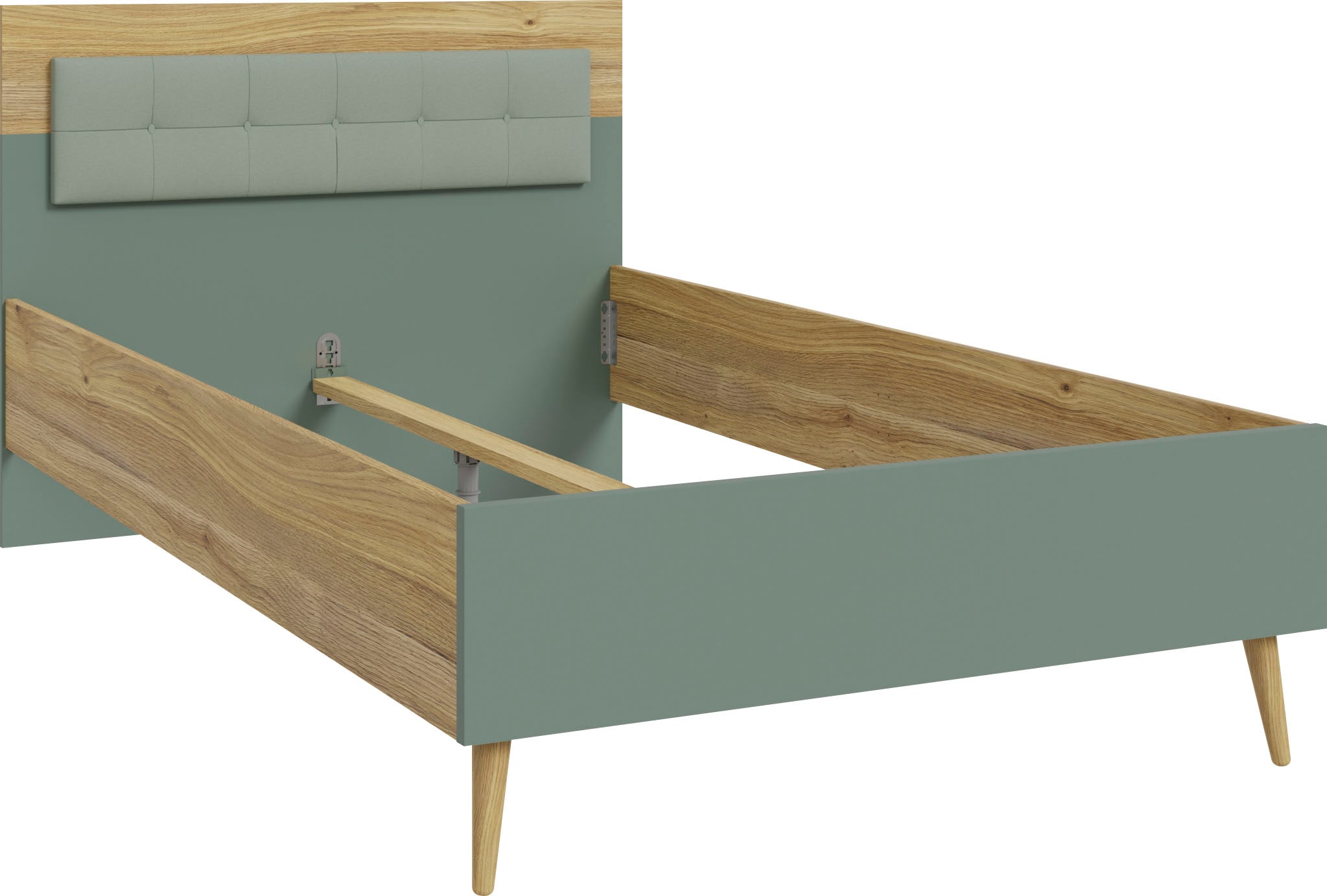 FORTE Jugendbett »Kinderbett, Belastbar bis 250KG,« Liegeflächen 140x200cm oder 120x200cm,  mit gepolstertem Kopfteil