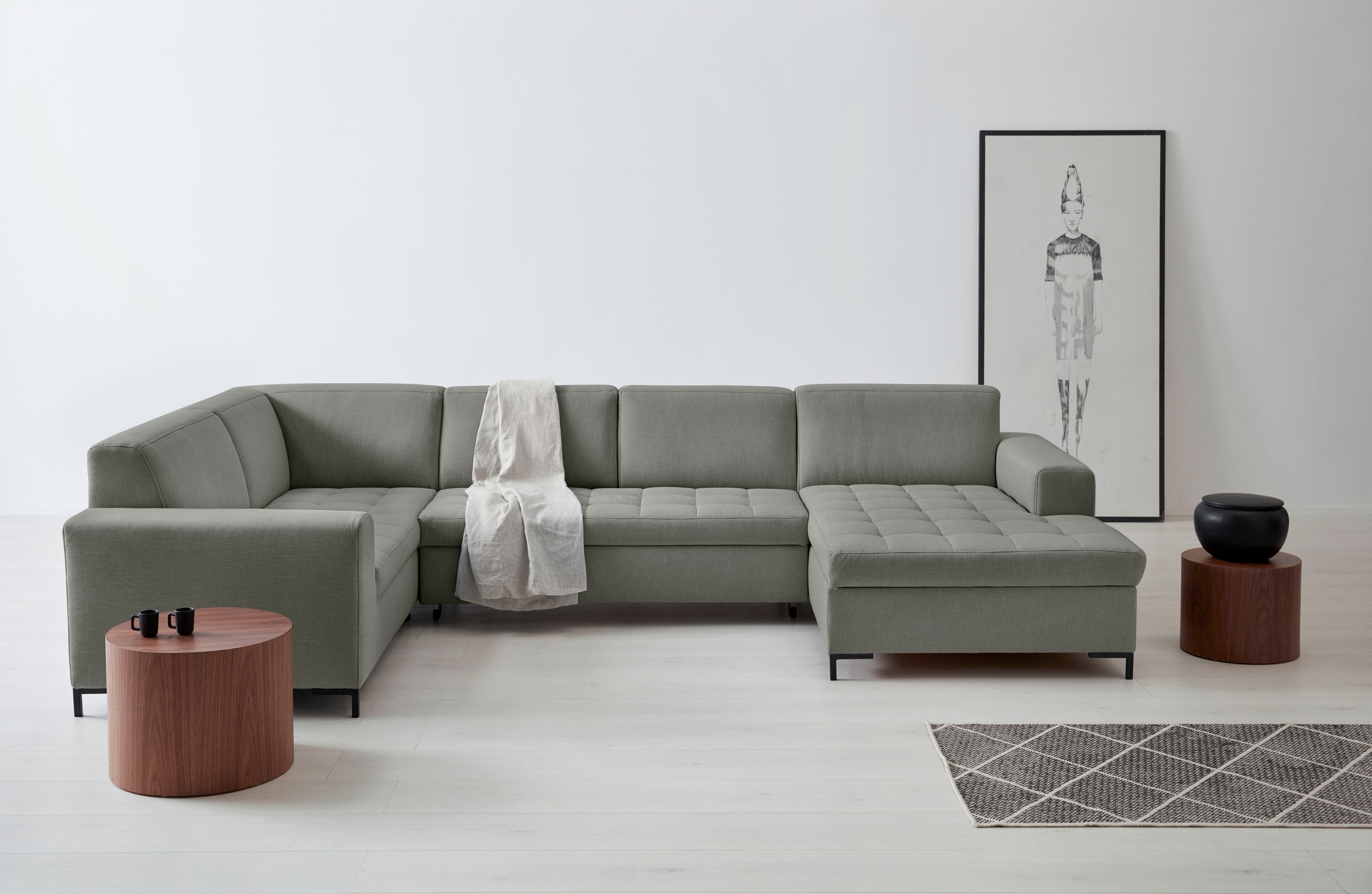 Image of GOODproduct Wohnlandschaft "Grazzo, aktuelle Steppung im Sitz, viel Platz, U-Form, Breite 332cm" hochwertige Stoffe aus recyceltem Material, Steppung im Sitzbereich
