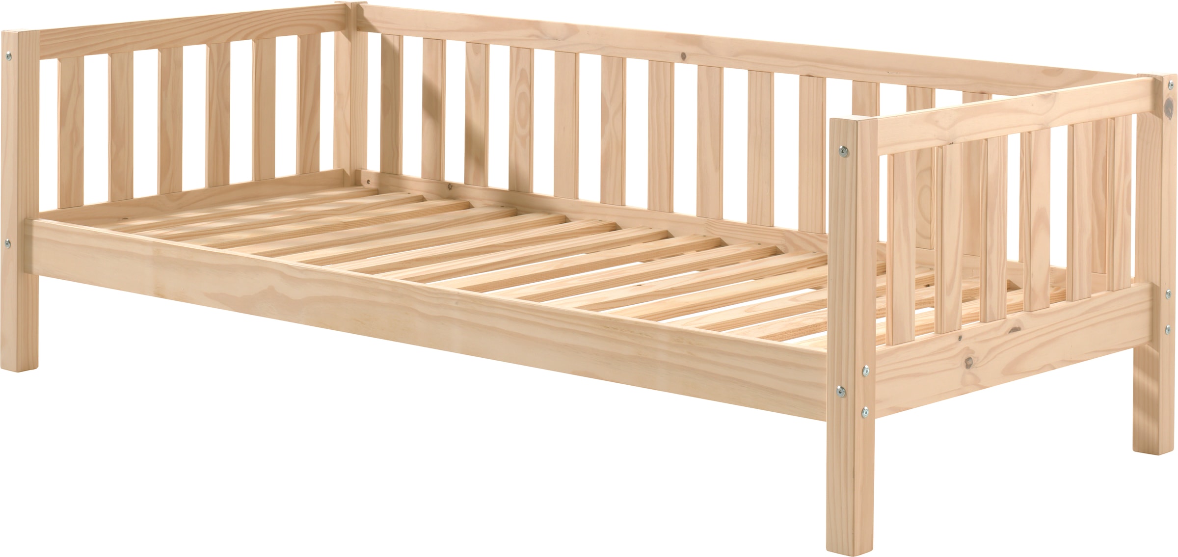 Vipack Einzelbett »Sprossenumrandung, Kiefer massiv, stabil gebaut und zeitloses Design« B/H/T ca. 211,2x68x97,8cm, Ausf. Milky Pine oder Weiss,  inkl. Rolllattenrost, mit oder ohne Bettschublade