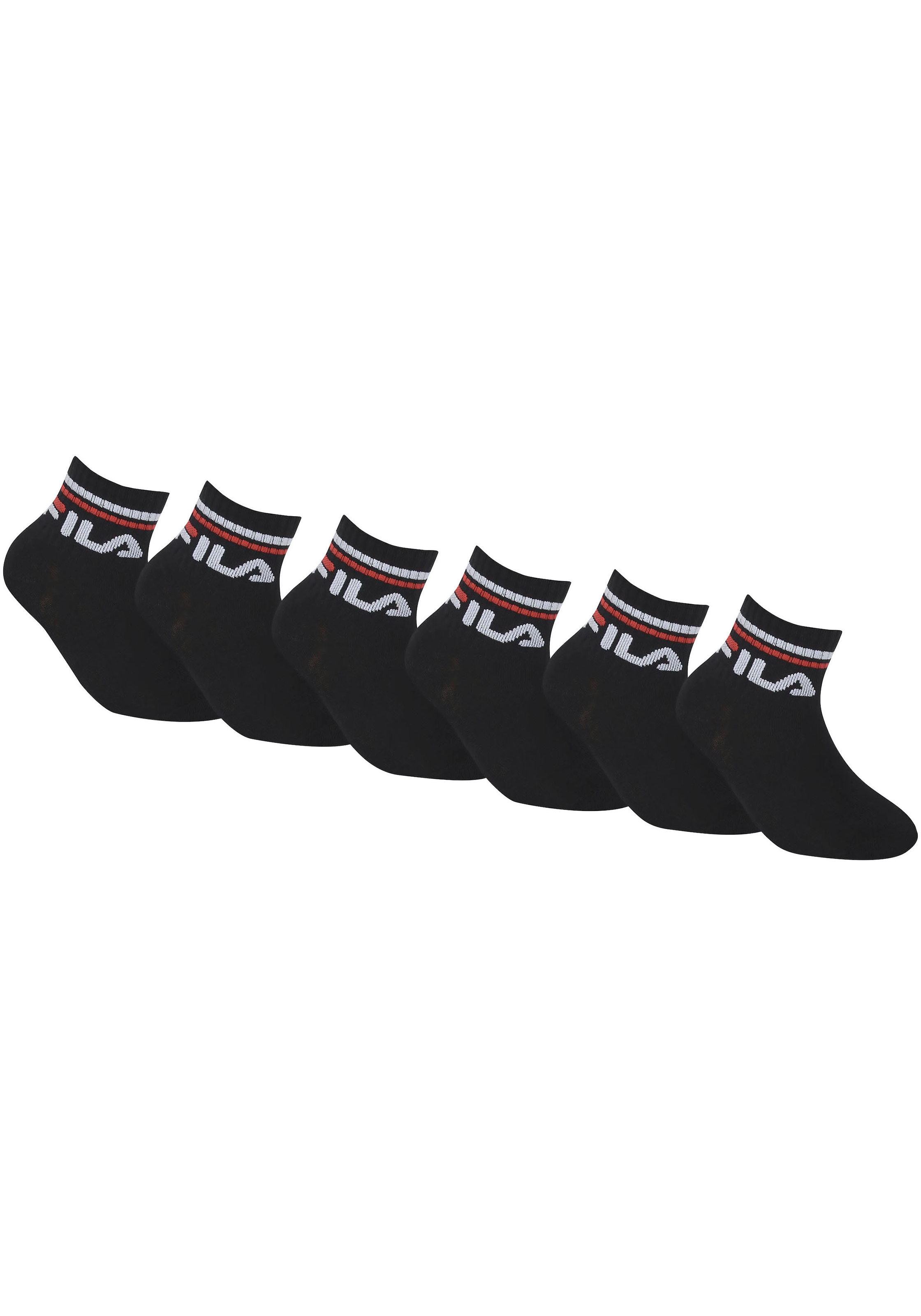 Fila Chaussettes courtes »JUNIOR UNISEX QUARTER PLAIN SOCKS« 6 Couple tlg. mit eingestricktem Logo im Bündchen, Kindersocken