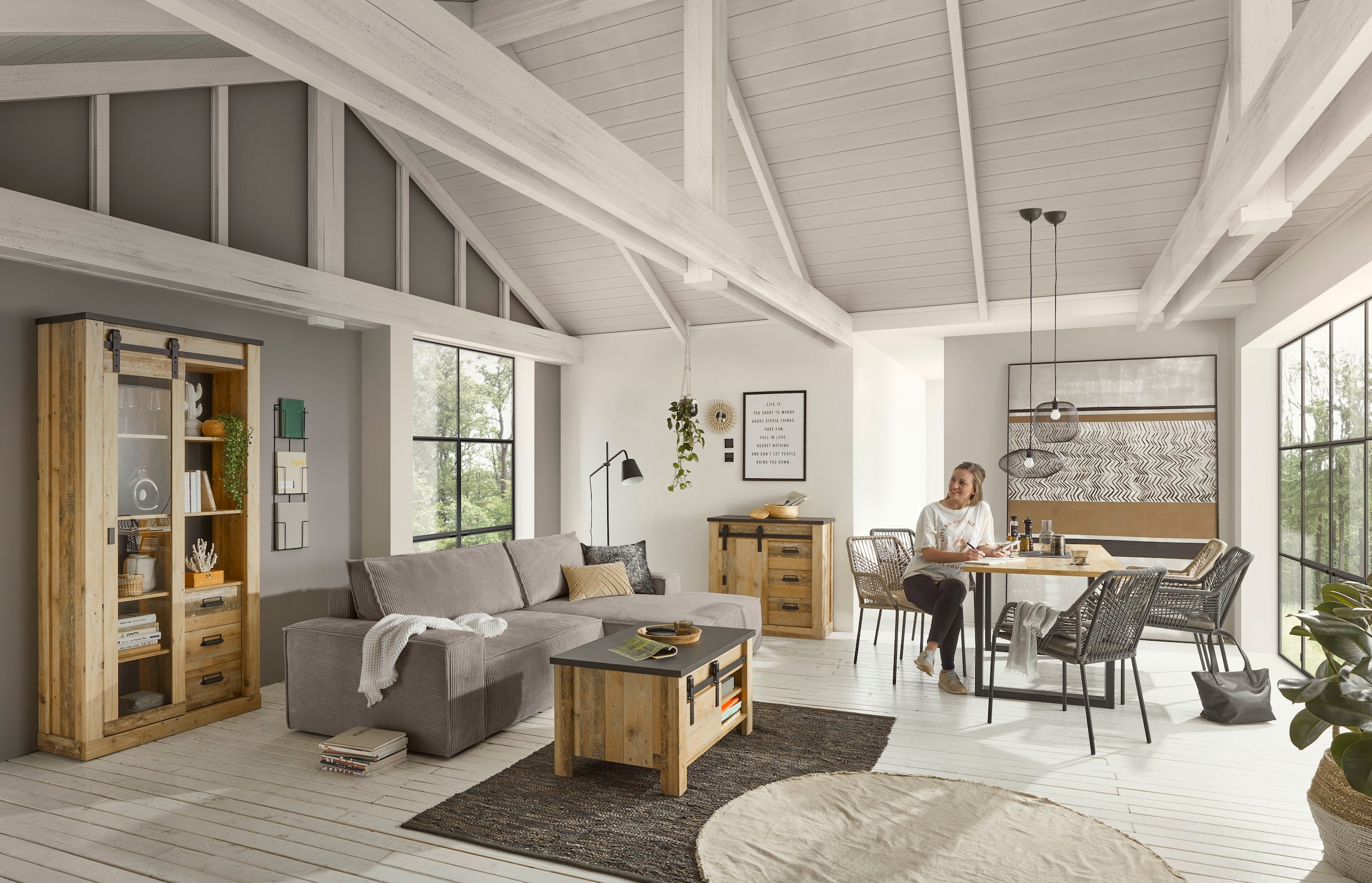 Home affaire Canapé d'angle »SHERWOOD Schlafsofa 267 cm, L-Form,« Schlaffunktion mit Bettkasten (210x136 cm), Cord, Vintage, Samtvelours