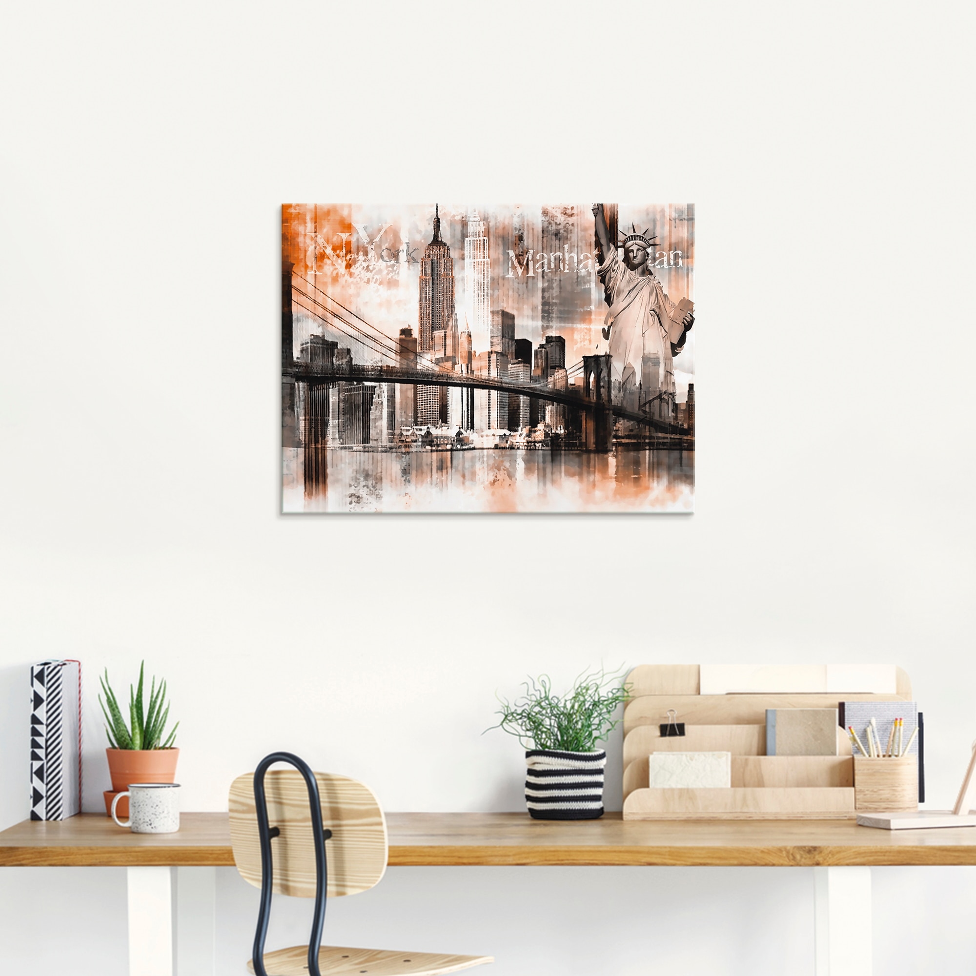 Artland Glasbild »New York Skyline Collage V«, Amerika, (1 St.), in verschiedenen Grössen
