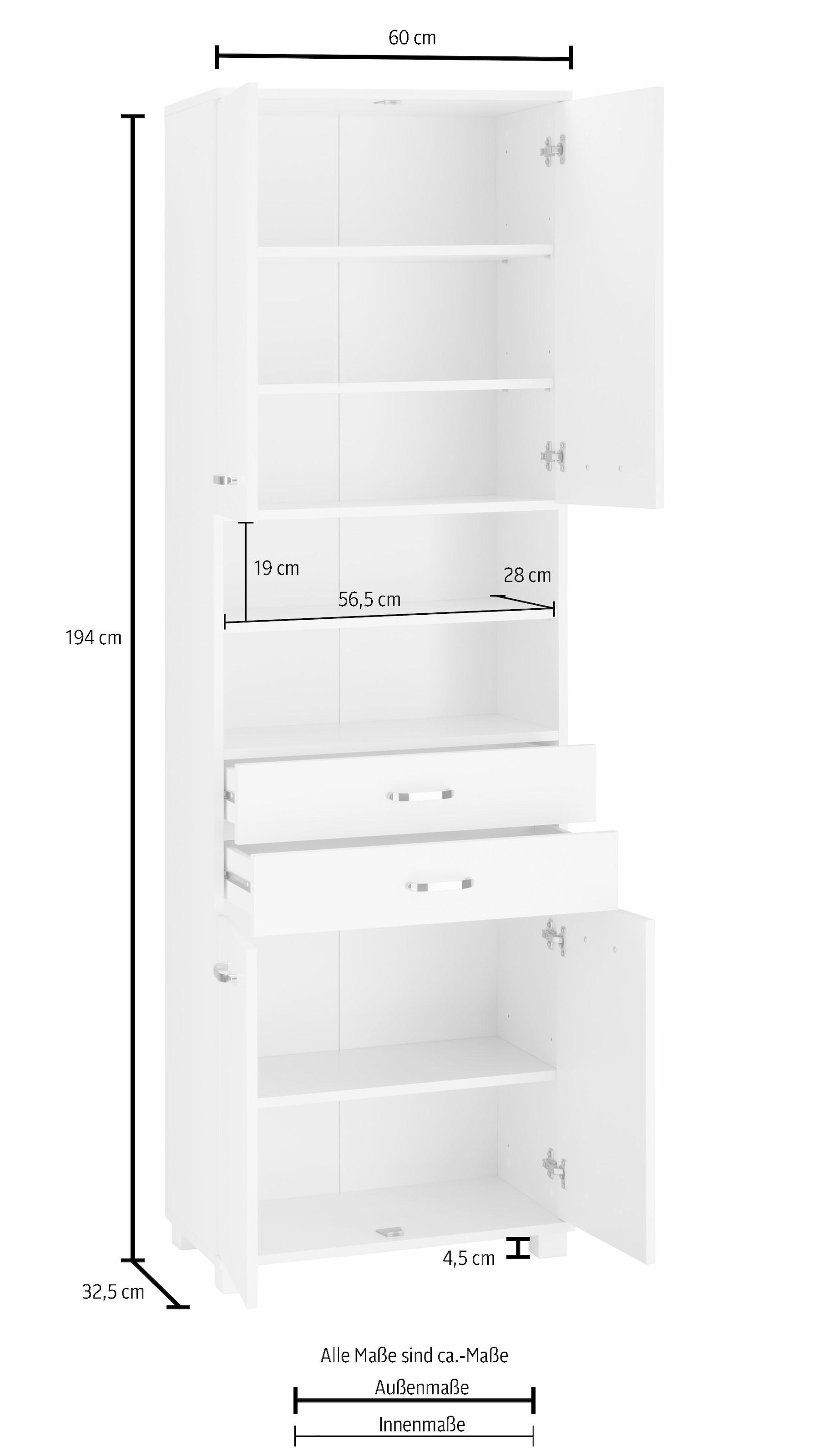 versandkostenfrei Badezimmerschrank Metallgriffen, 60 cm, Ablageböden Hochschrank auf »Colli«, Schildmeyer mit Breite