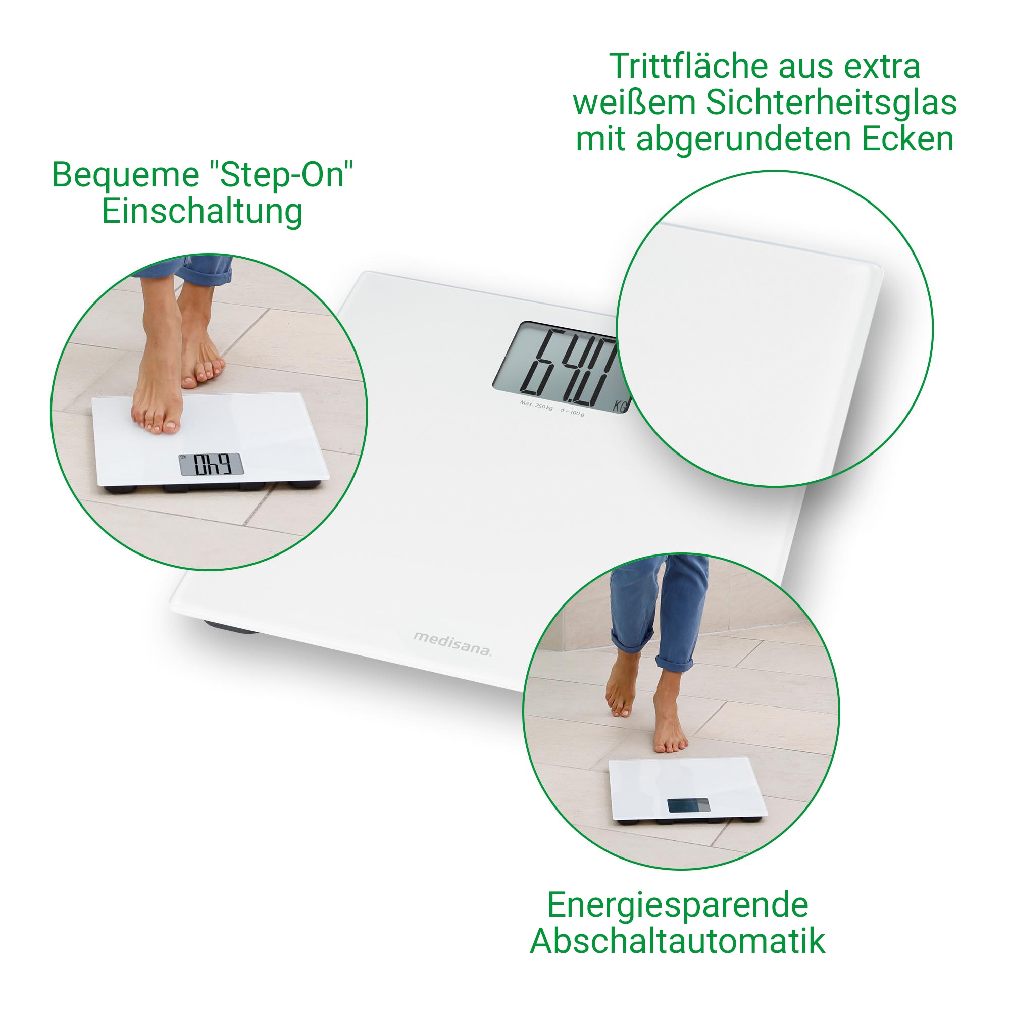 Medisana Pèse-personne »PS 470 XL« Extra grosses LCD-Display mit grossen Ziffern, Tragkraft 250 kg