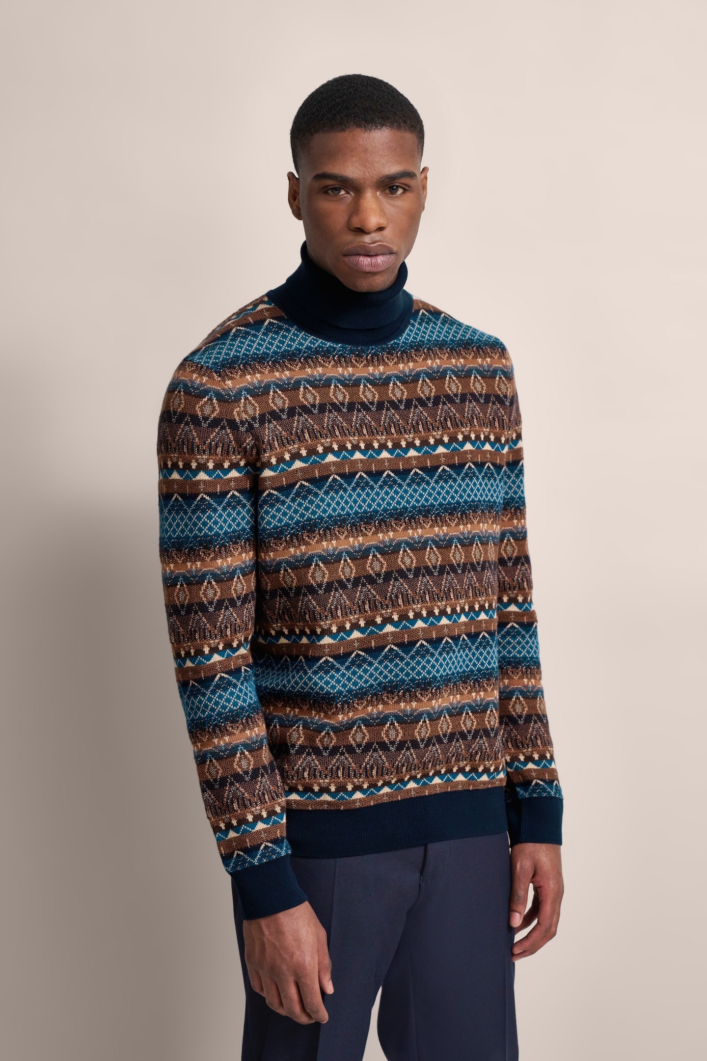 Image of bugatti Rollkragenpullover mit Multicolor-Muster