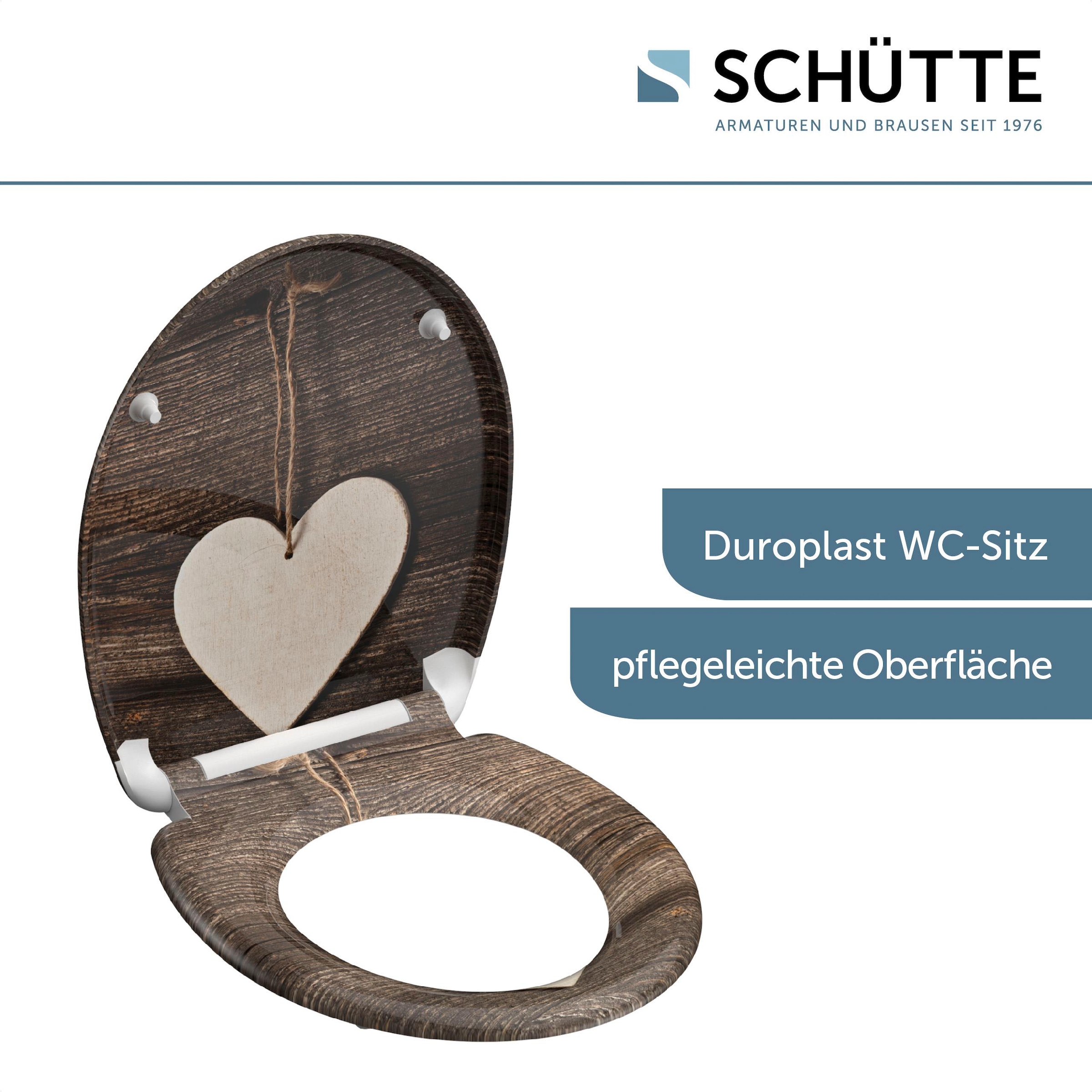 Schütte WC-Sitz »Wood Heart«, Duroplast, mit Absenkautomatik und Schnellverschluss