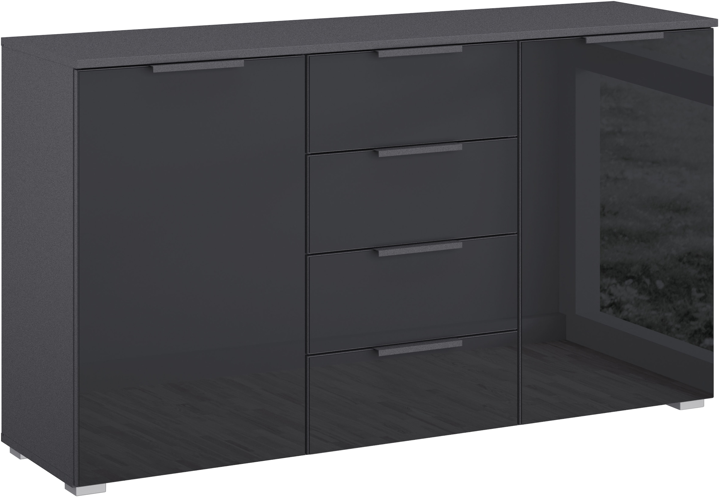 rauch Schubkastenkommode »Sideboard Kommode Kombikommode KOLUNA mit Glasfront« Breite 120 cm mit hochwertiger Glasfront,  vier grosse Schubladen, mit insgesamt 4 Einlegeböden MADE IN GERMANY