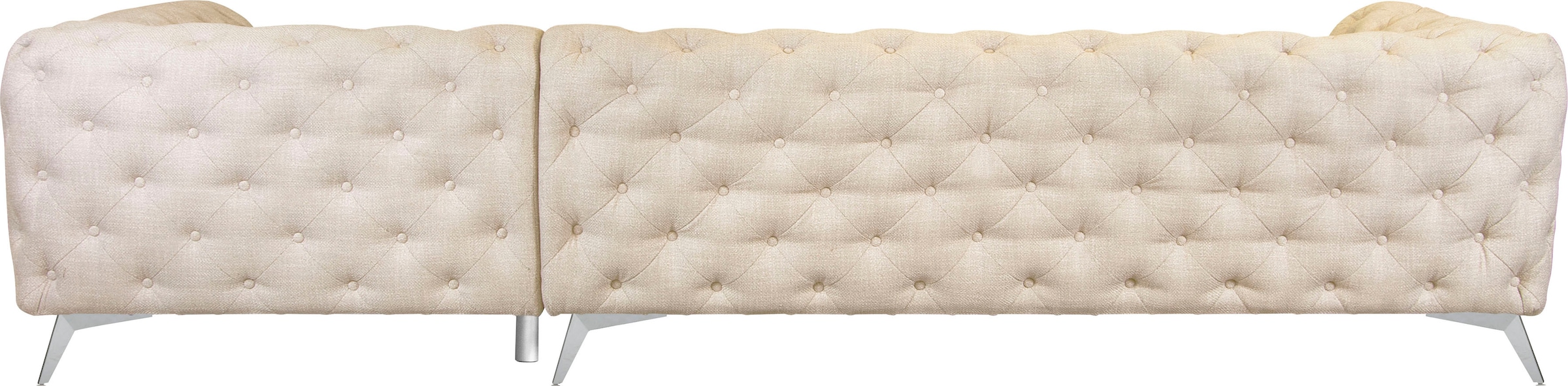 Leonique Chesterfield-Sofa »Ecksofa GLYNIS L-Form mit Wellenunterfederung, Masse B/T/H 323/264/75cm« aufwändige Knopfheftung, moderne Chesterfield Optik, Fussfarbe wählbar