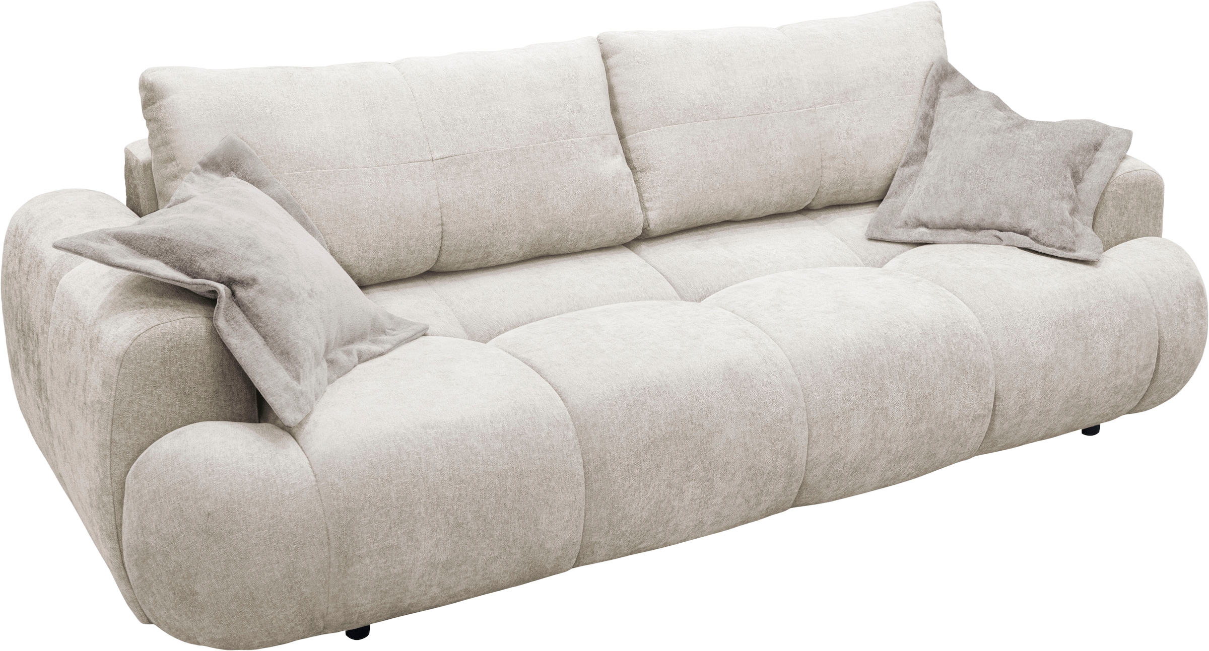 exxpo - sofa fashion 3-places »Alessano, 254 cm breit, modern & gemütlich« Qualité fiable, incl. fonction lit, coffre-lit, 2 coussins plaid