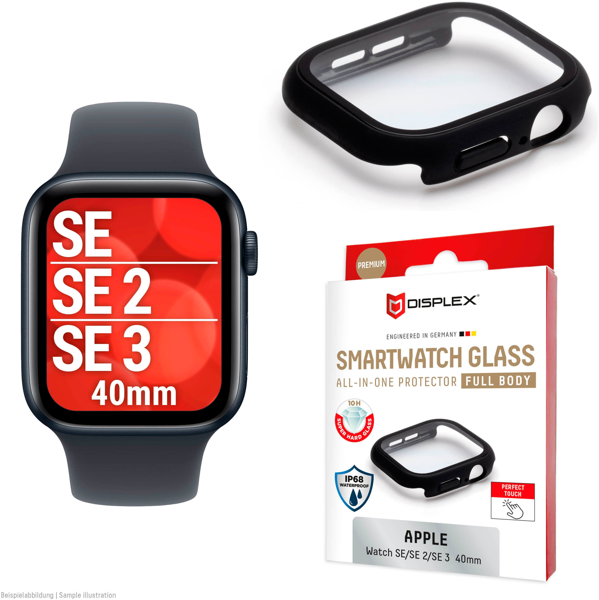Displex Displayschutzglas »Smartwatch Glass All-In-One Protector Full Body« für Apple Watch SE 40 mm;Apple Watch SE 2 40 mm;Apple Watch SE 3 40 mm Displayschutzfolie, Schutzfolie, Bildschirmschutz, kratz- & stossfest