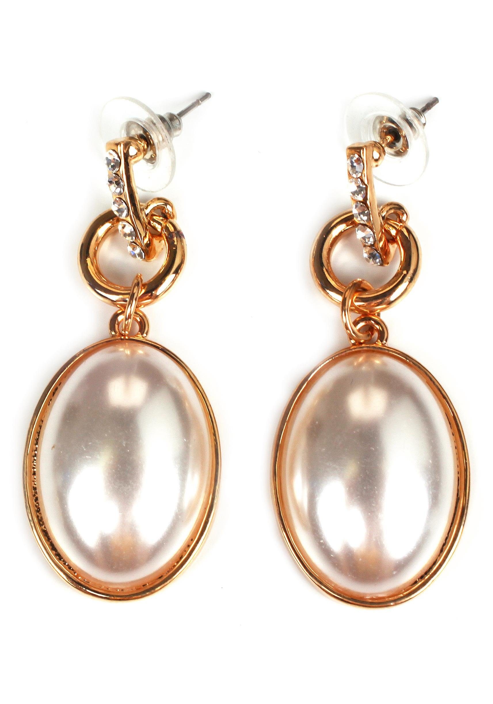 Paar Ohrstecker »mit ovalen und runden Details, vergoldfarbenet«