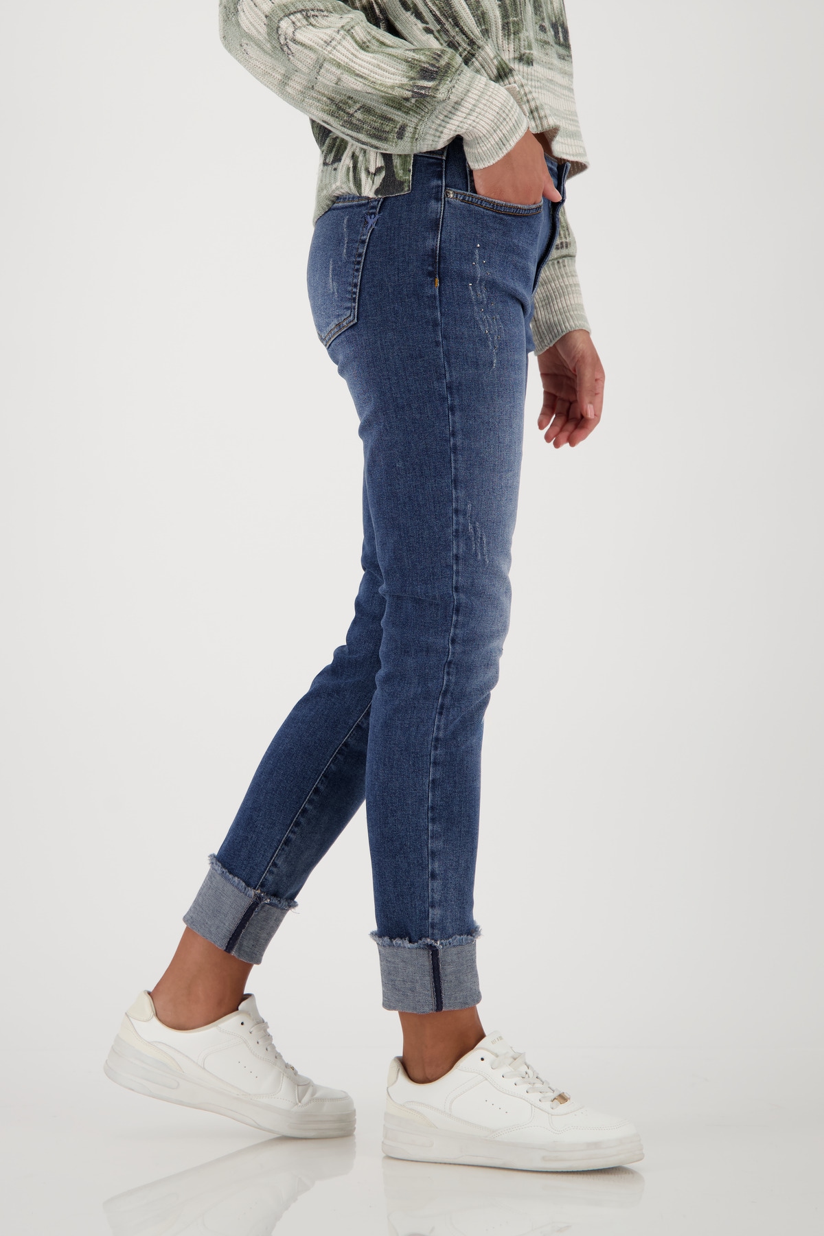 Monari Slim-fit-Jeans »Hose Jeans Nietenschmuck« Slim-fit-Passform, mit Strasssteinen