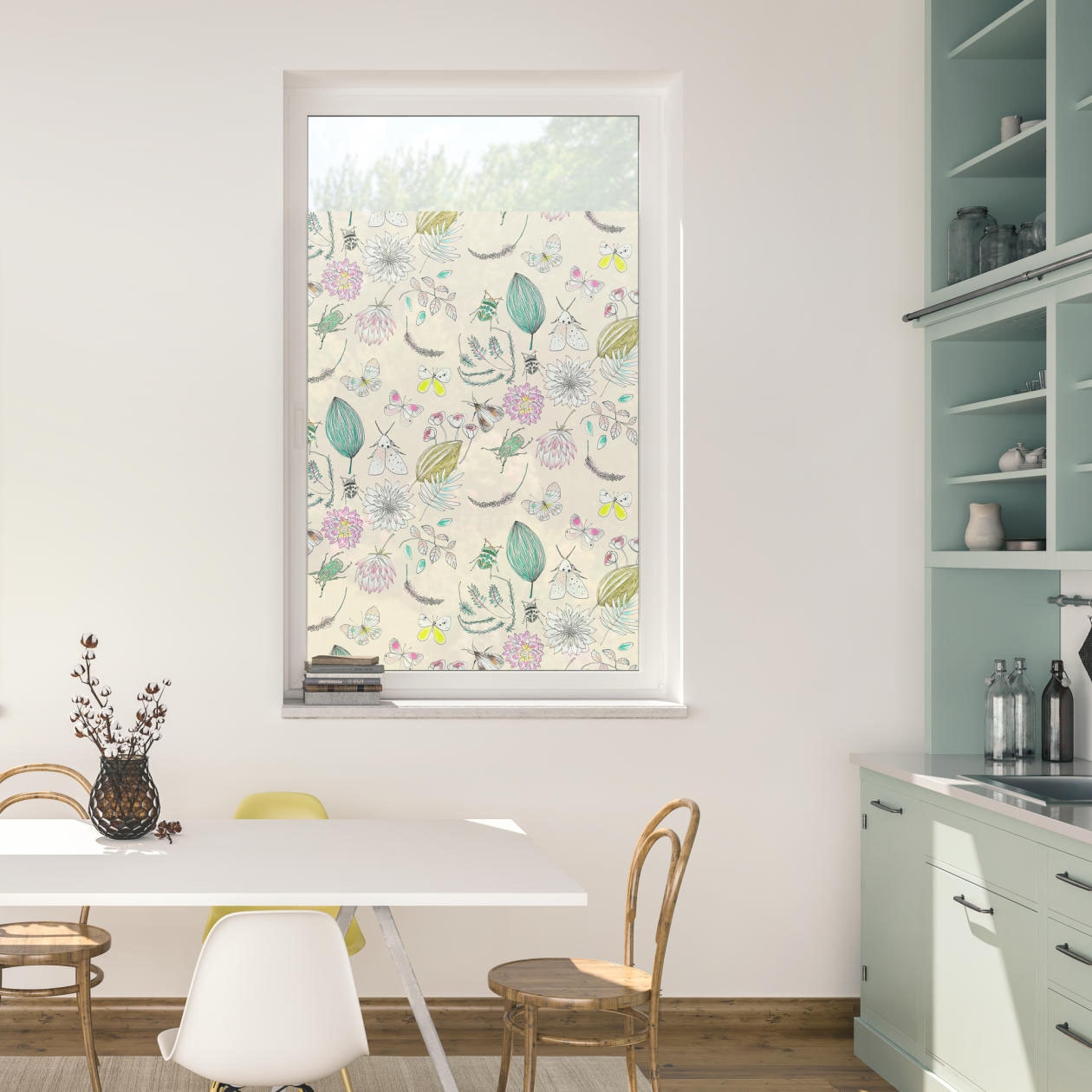 Image of LICHTBLICK ORIGINAL Fensterfolie "Fensterfolie selbstklebend, Sichtschutz, My Bohemian Garden - Bunt" 1 Stk. blickdicht glatt statisch haftend