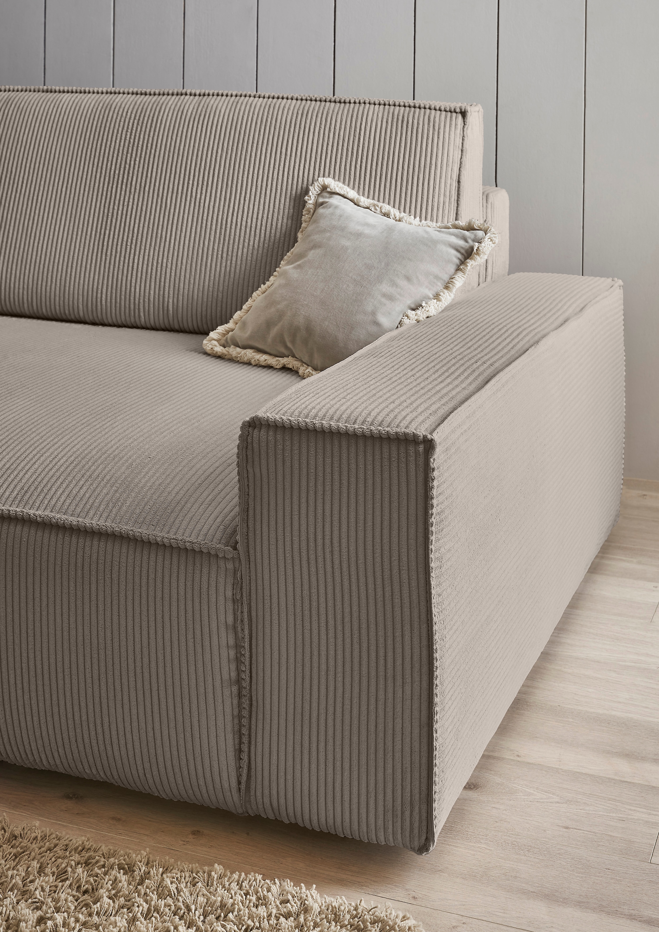 GOODproduct Big-Sofa »SHERWOOD XXL Cord, Big-Sofa (316cm), extra tiefe Sitzfläche 95 cm« bequemer Sitzkomfort, Cord u. Leinenoptik, Kedernaht
