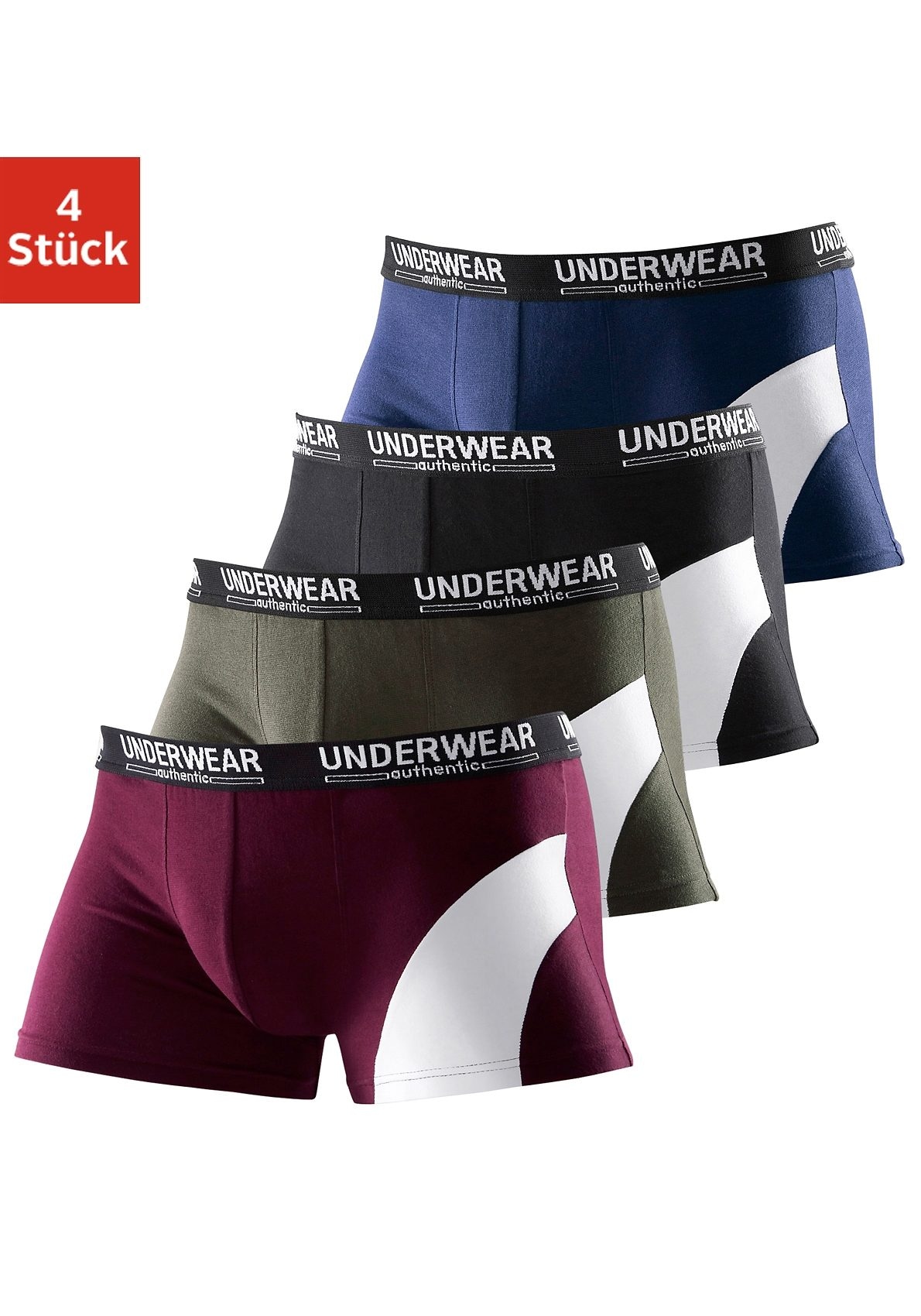 Modische AUTHENTIC UNDERWEAR Boxer, (Packung, 4 St.), für Jungen, cooler  Look durch weissen Einsatz versandkostenfrei kaufen