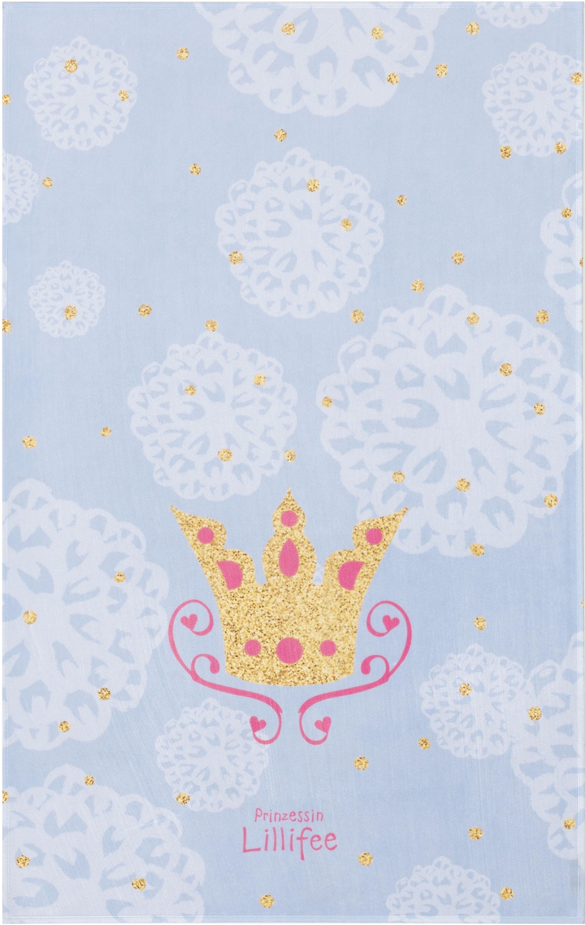 Prinzessin Lillifee Kinderteppich »LI-114«, rechteckig, 6 mm Höhe, bedruckter Stoff, Motiv Krone, weiche Microfaser, Kinderzimmer