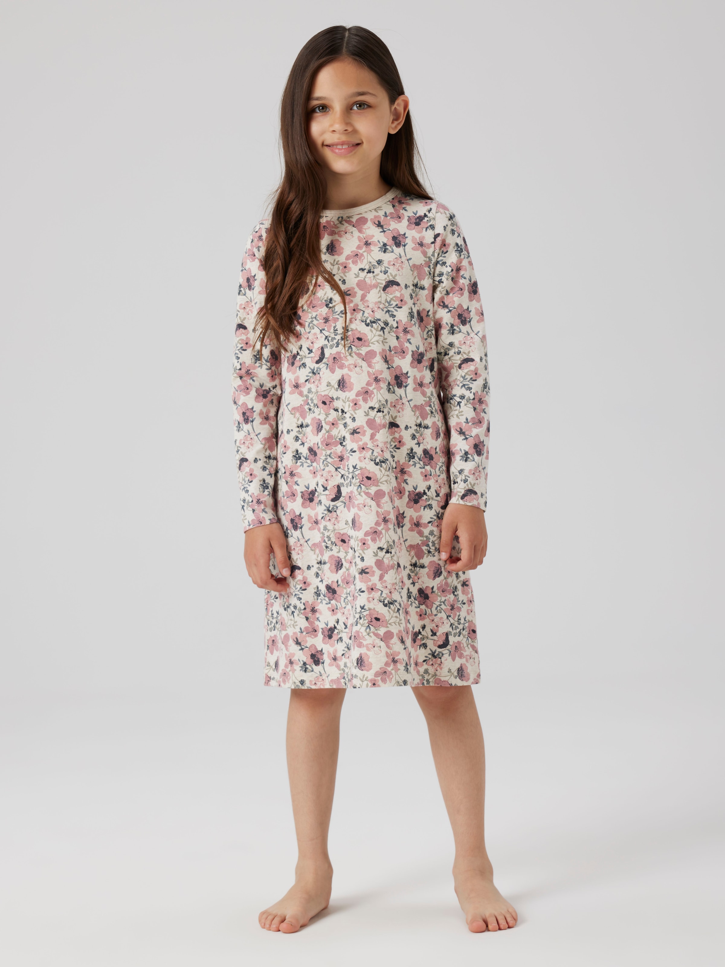 Name It Nachthemd »NKFNIGHTGOWN LS NOSTALGIA FLOWER NOOS« aus Baumwollmischung, Relaxed Fit, elastisches Jersey-Material