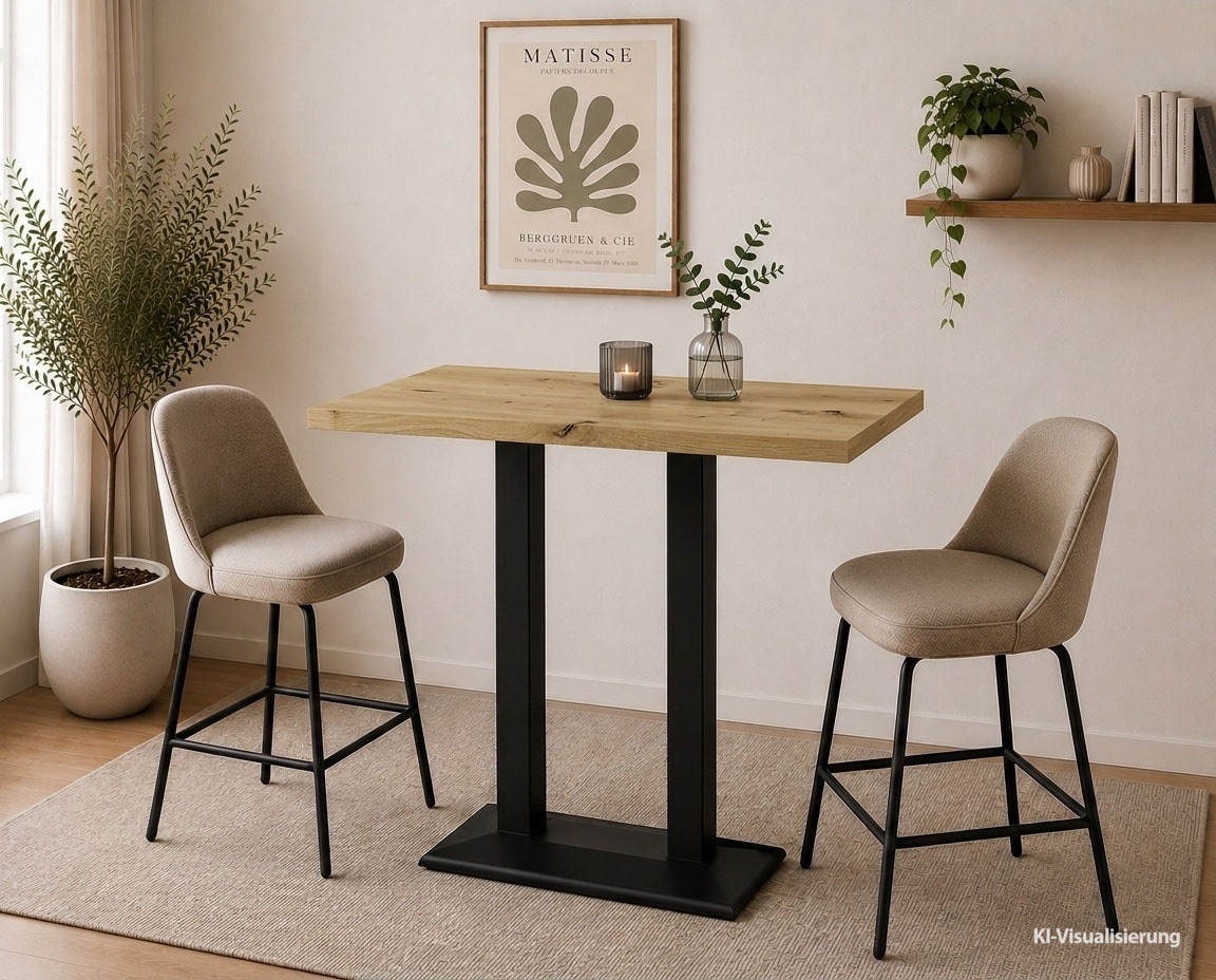 Mäusbacher Table de bistrot »Big Bistro Metall« Structure à double colonne, plaque carrée LxHxP 120x105x70 cm