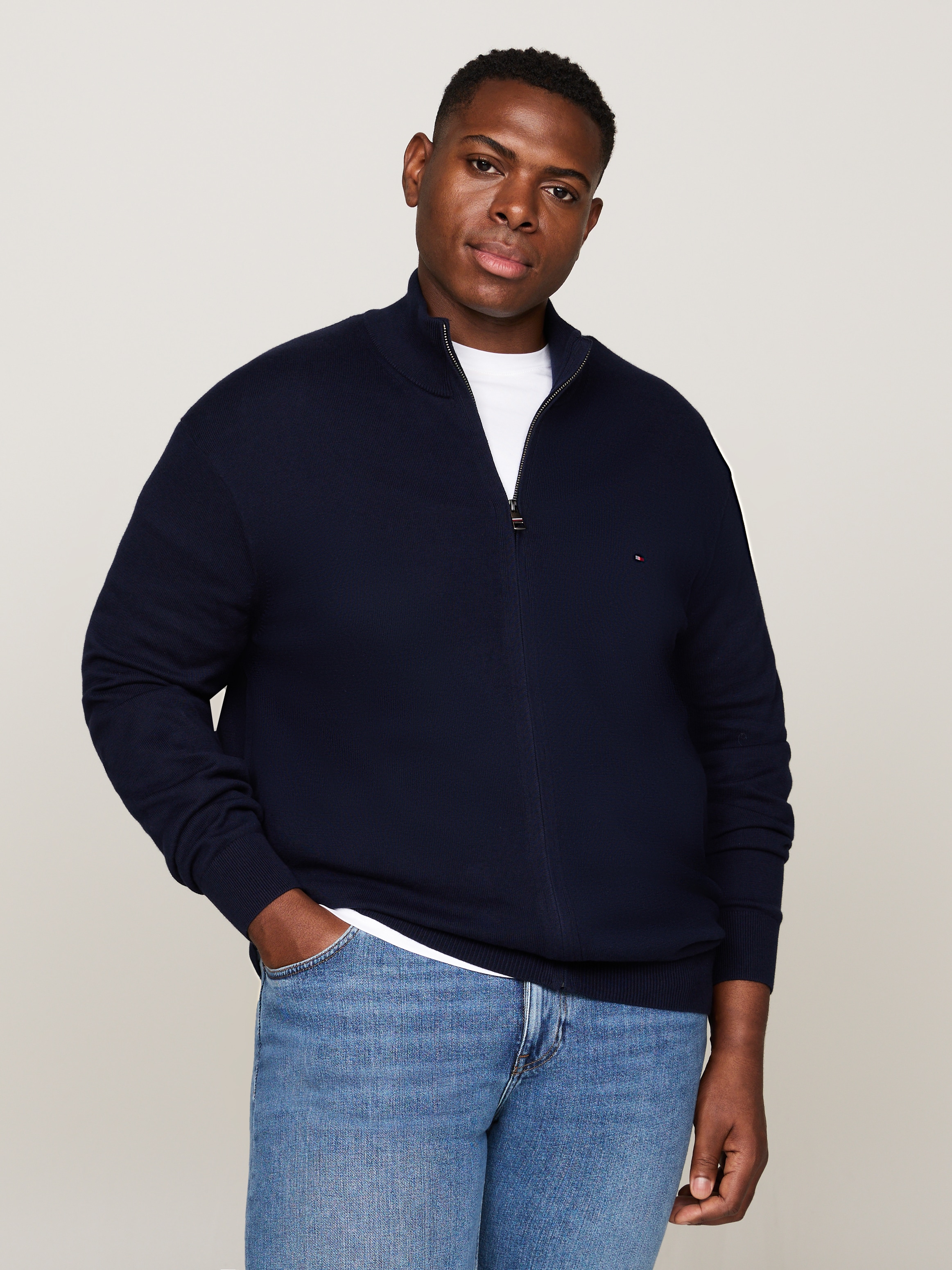 Image of Tommy Hilfiger Big & Tall Cardigan "BT-PIMA ORG CTN CASHMERE ZTHRU-B"