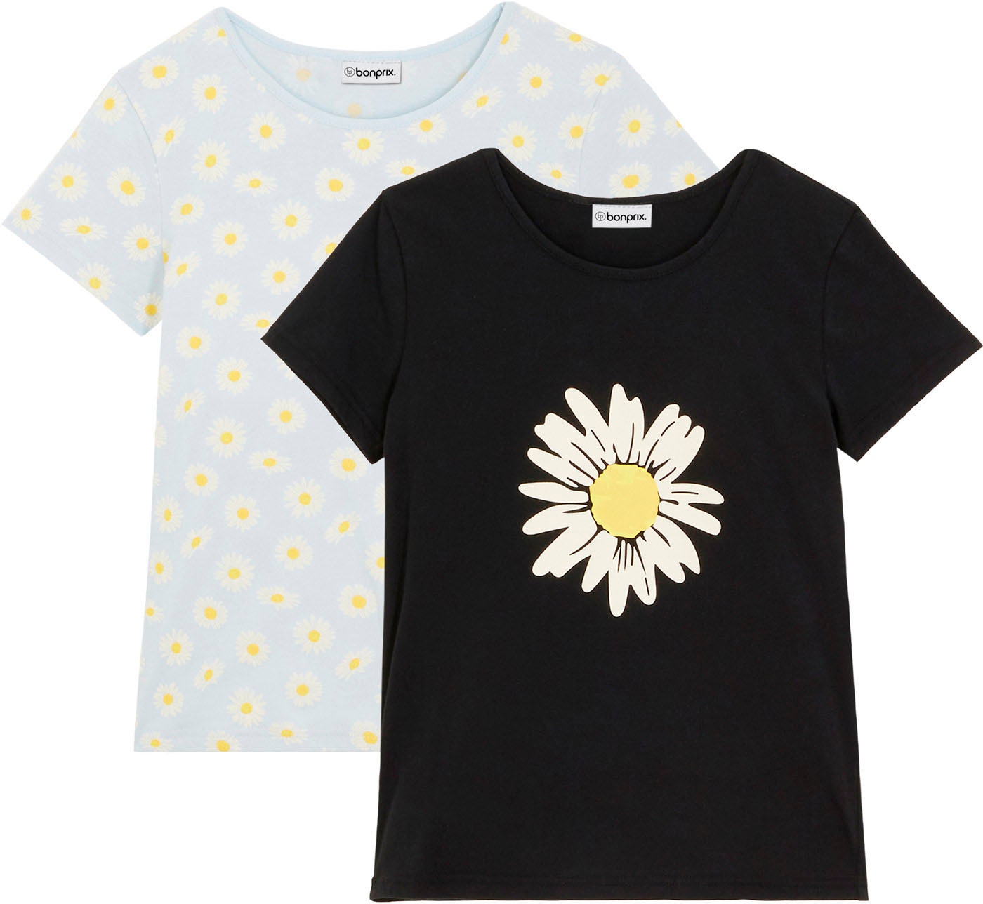 Image of bonprix T-Shirt Packung, 2 Stk. Regular Fit, Kurzarm, für warme Tage, aus Baumwolle, Casual Stil